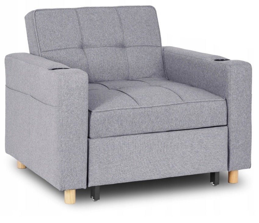 Fotel Amerykanka Rozkładany Do Spania Sofa Kanapa Wypoczynkowy Szary SOLOR
