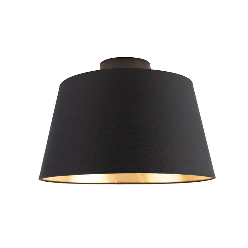 Lampa sufitowa z abażurem z bawełny czarna ze złotem 32 cm - Combi Black