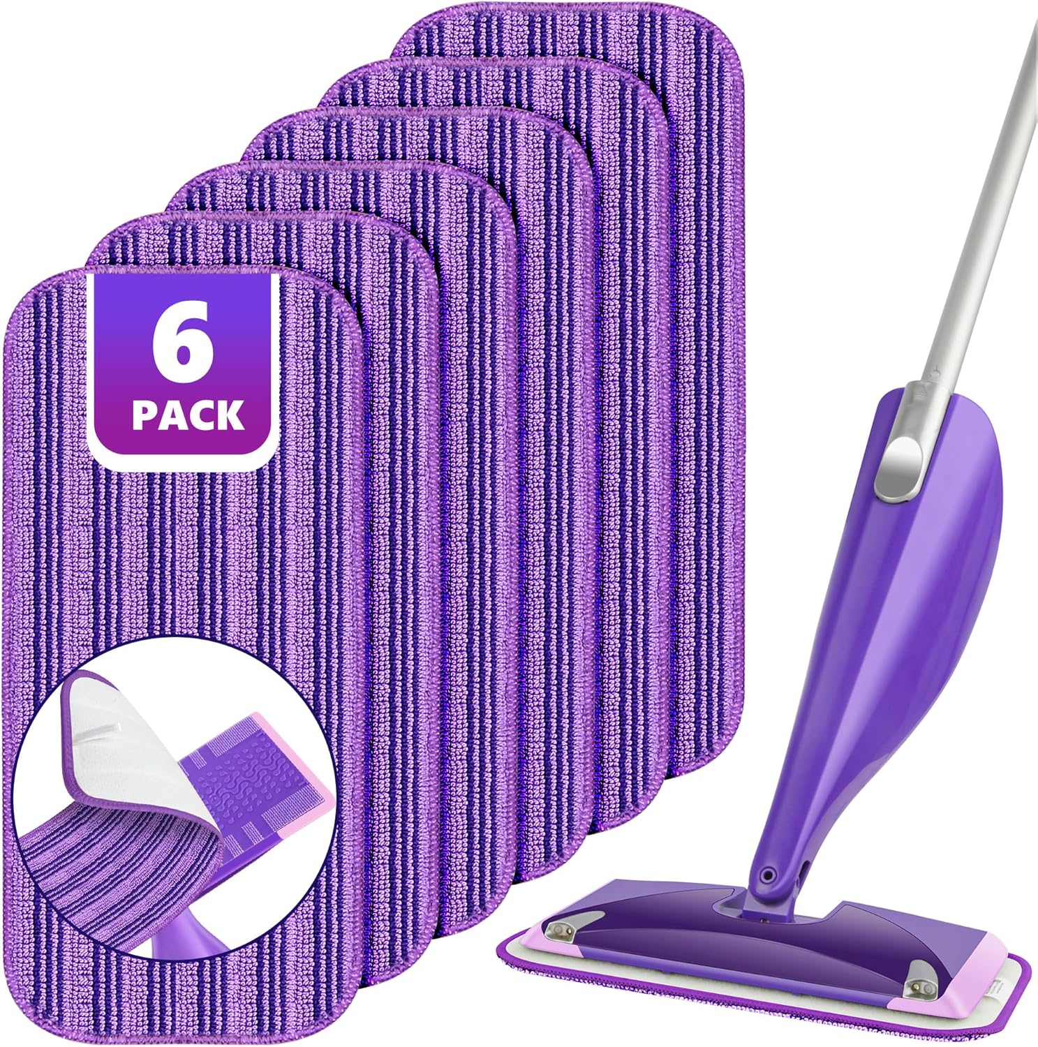 Wielorazowe ściereczki czyszczące kompatybilne ze Swiffer Wet Jet do wkładów Wet Jet o średnicy 30 cm, 6 szt.