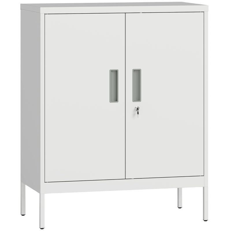 Armario metálico de 2 puertas con cerradura, mueble de oficina, estantes ajustables, para oficina en casa, sala de estar, garaje, blanco.