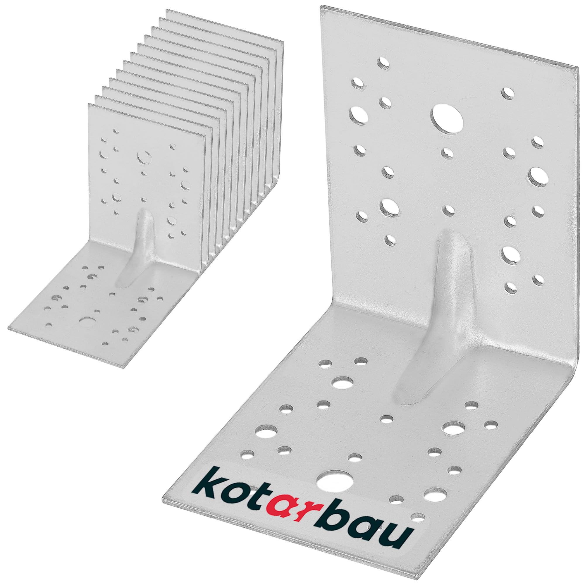 12 szt. Kątownik Ciesielski - Łącznik Budowlany - 130 x 130 x 100 mm - Stal ocynkowana - z Przetłoczeniem - Nierdzewny KOTARBAU