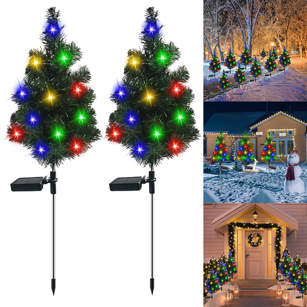 Paquete de luces solares de estaca de jardín de Navidad, luz