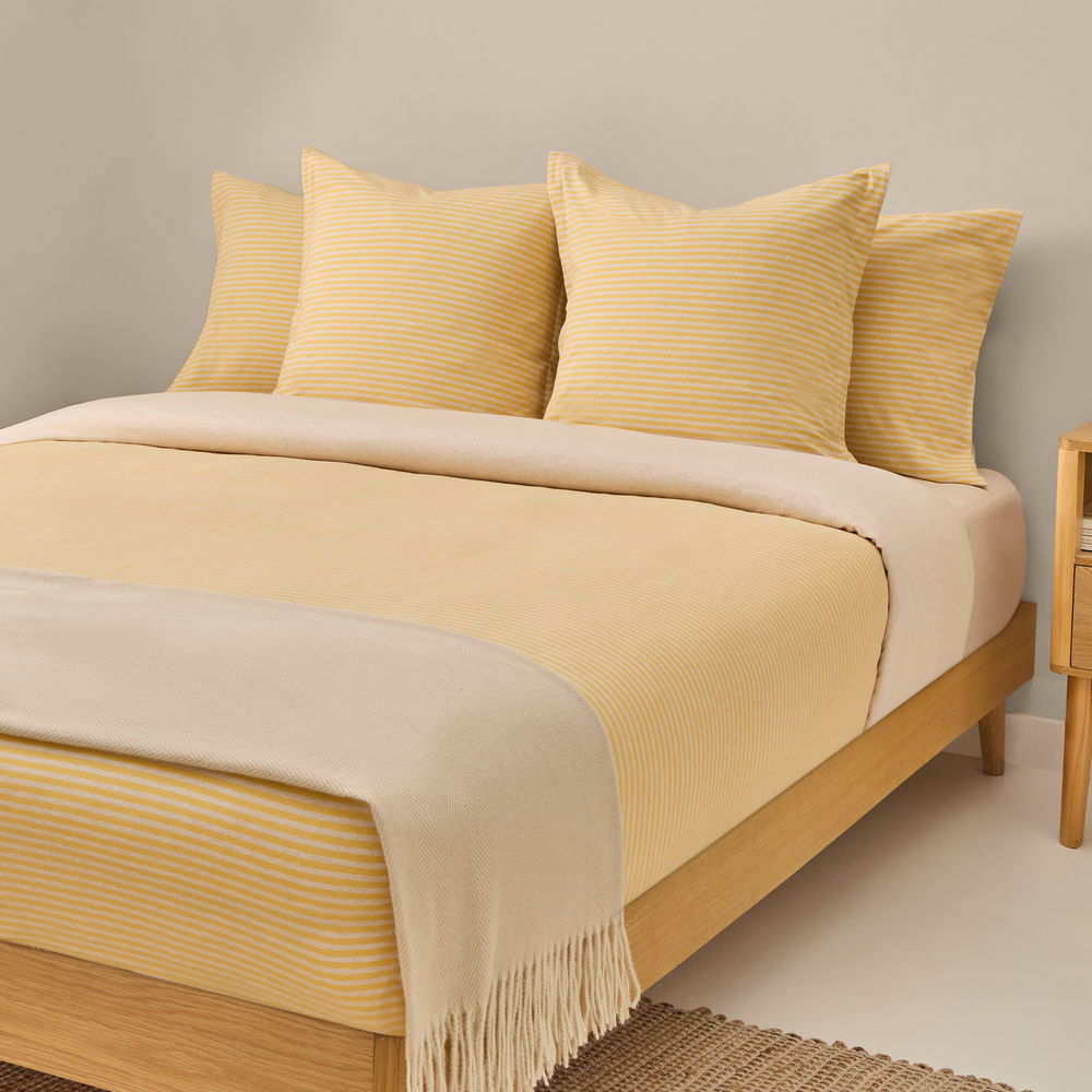 Funda nórdica de algodón punto rayas punto color marfil lino. punto de algodón (cama 180-200cm)