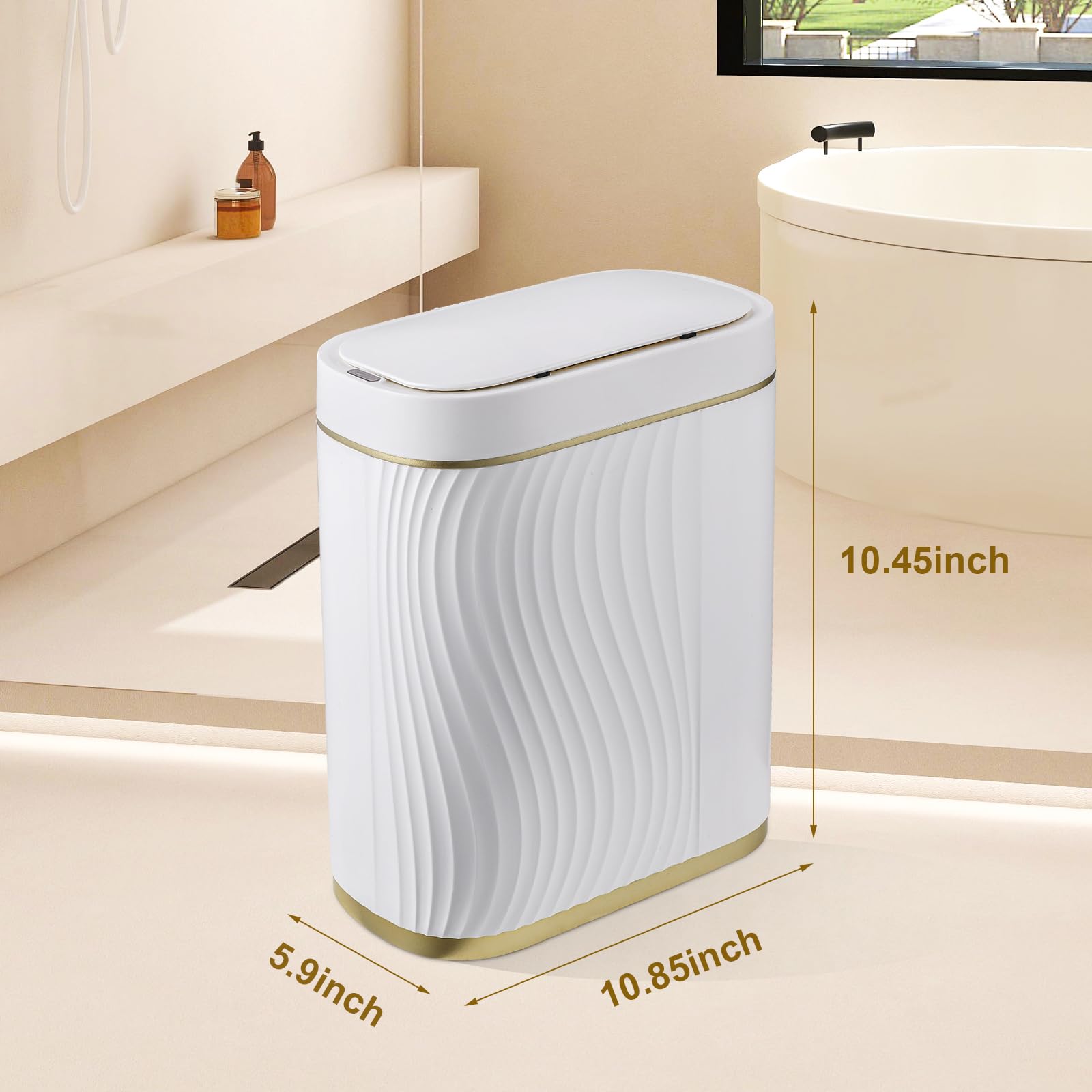 Poubelle Salle De Bain 12L à Capteur Intelligent Automatique - Blanche, Sans Contact, Anti-Odeurs Pour Cuisine, Bureau Et WC