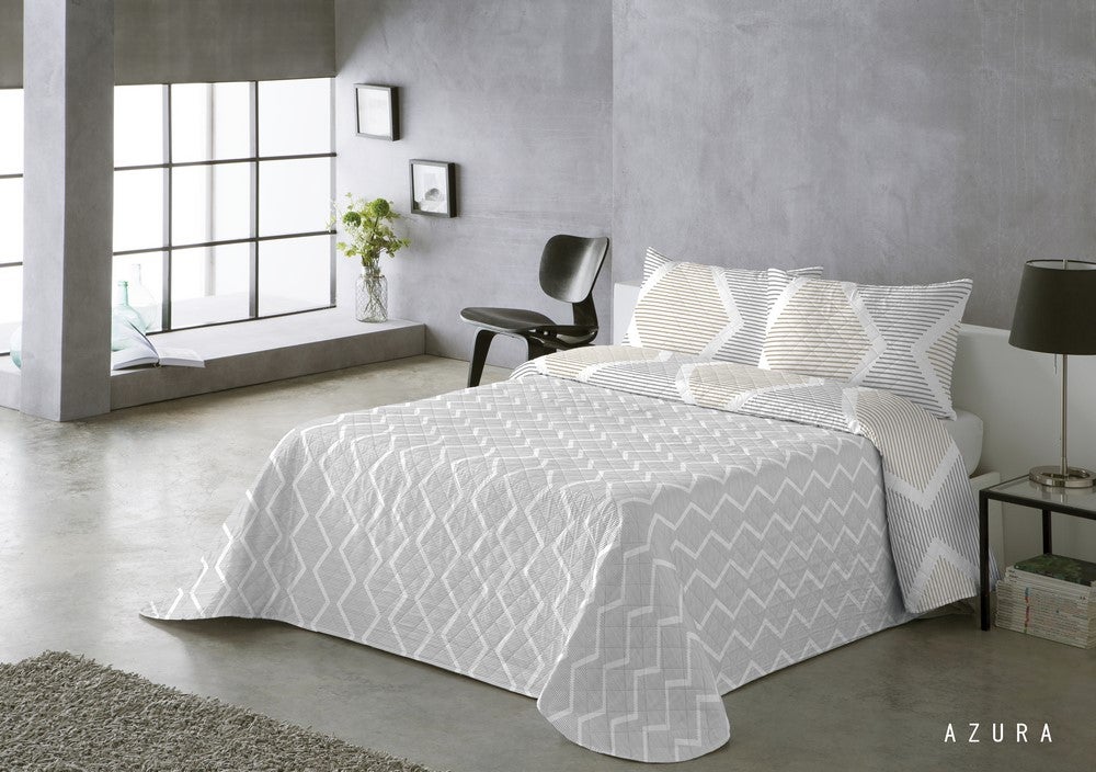 Colcha Estampada Reversible Azura Dorado. Colcha Cama 180 cm - 270X270 cm. - 3