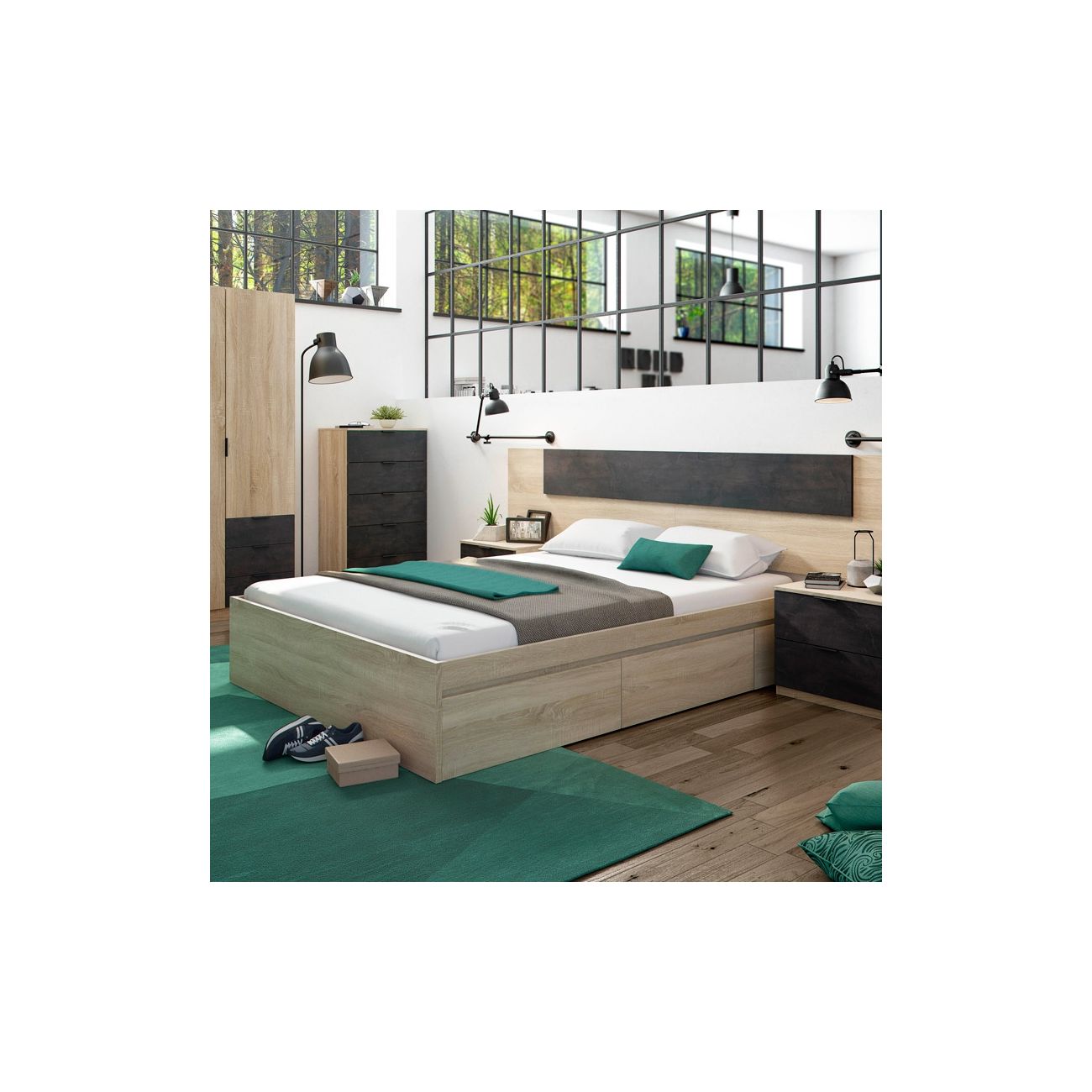 Commode Luca Chêne Canadien Oxydé 5 tiroirs 110X60X40 cm - 7