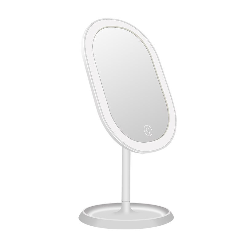 Lustro LED, inteligentne ustawienia oświetlenia i ładowanie USB, składane lustro stołowe z możliwością obrotu o 180°