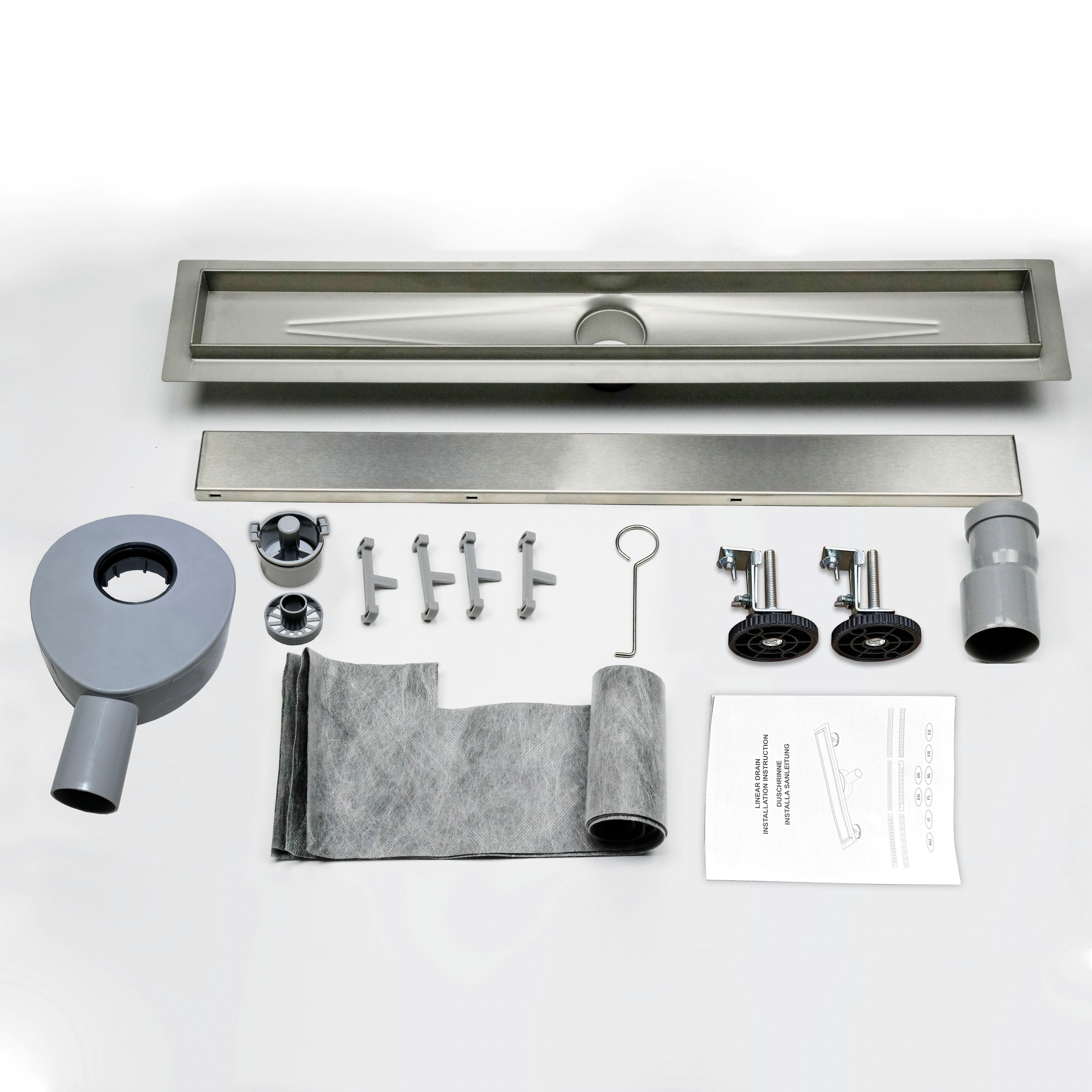 AICA caniveau de douche en acier inoxydable italien 2 en 1+siphon 360°, Siphon de drainage, réglable en hauteur avec désodorisant - 100 cm - 4