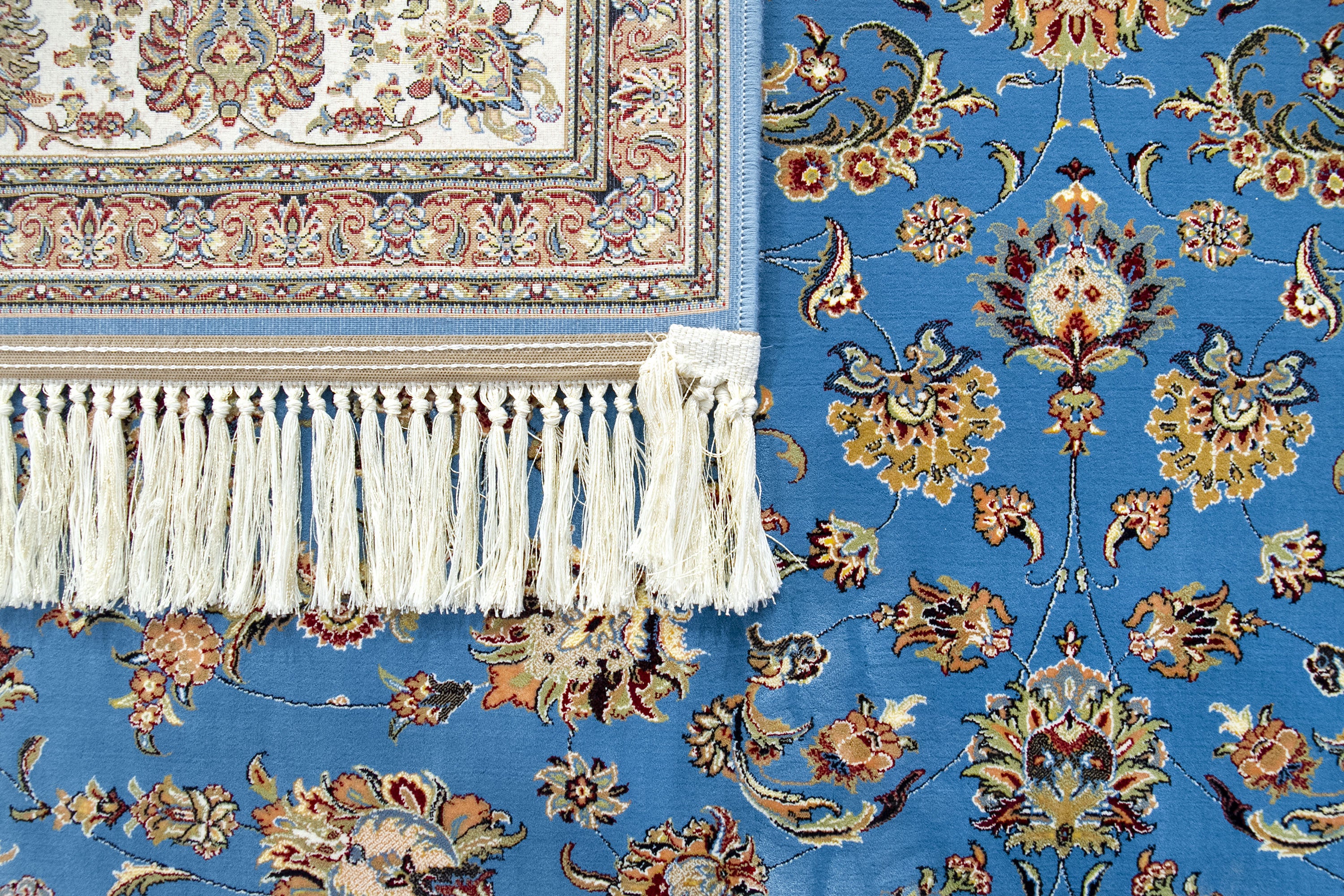 Hamid - Tapis 225x150cm motif floral oriental bleu - 7