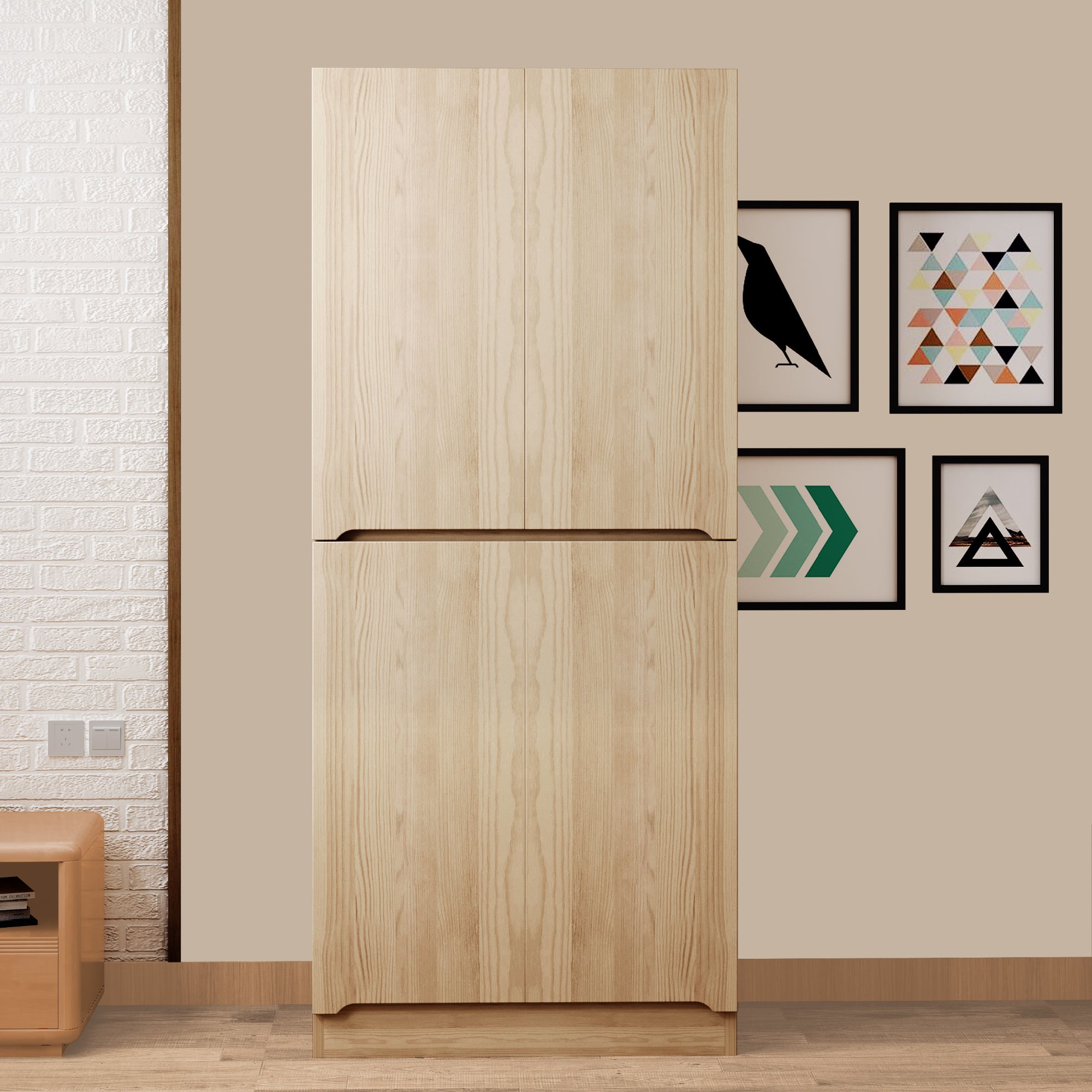 Szafa 70x40x170 cm - 4 drzwi - z przegródkami - Naturalna