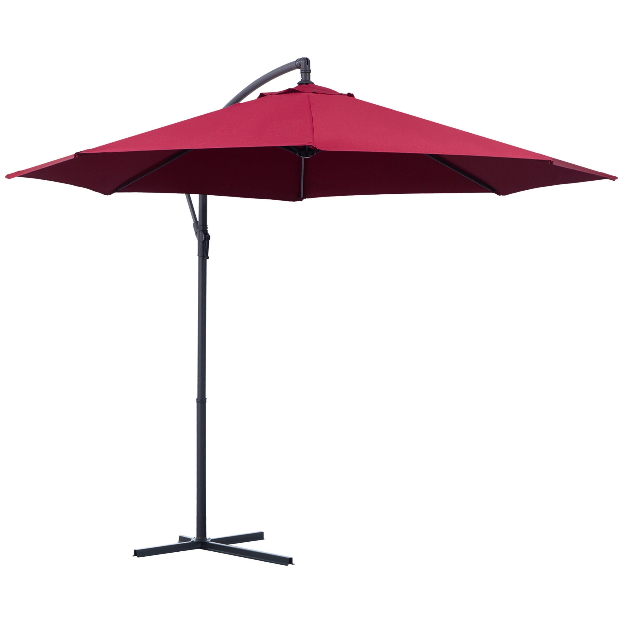 Parasol déporté octogonal à manivelle inclinable manivelle avec pied en acier diamètre 3 m rouge - 4