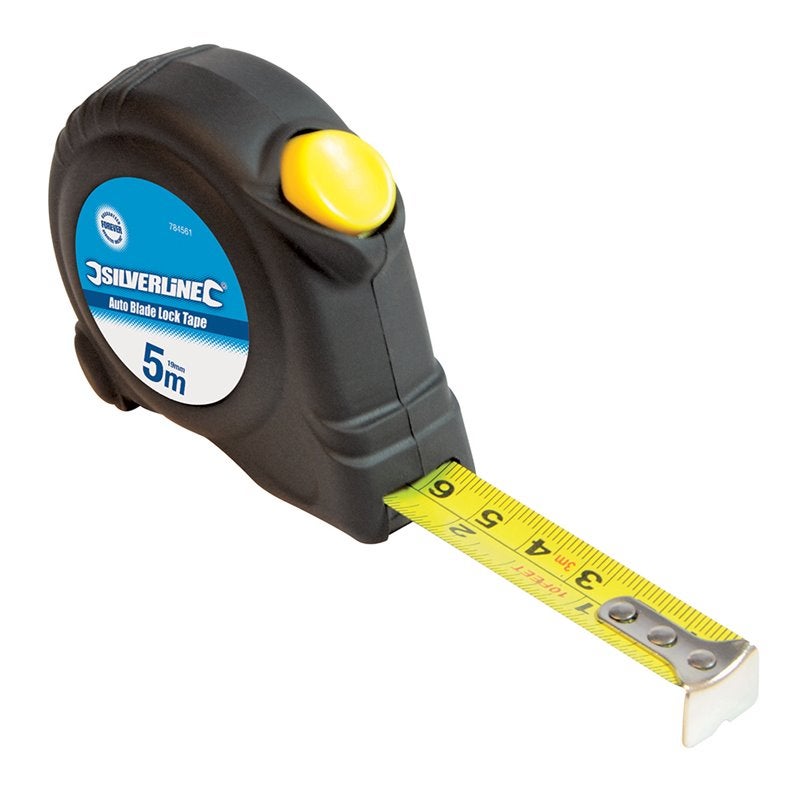Mètre Ruban Professionnel 5 M × 25 Mm – Double Frein, Boîtier Ergo Caoutchouc, Ruban Nylon Renforcé, Clip Ceinture