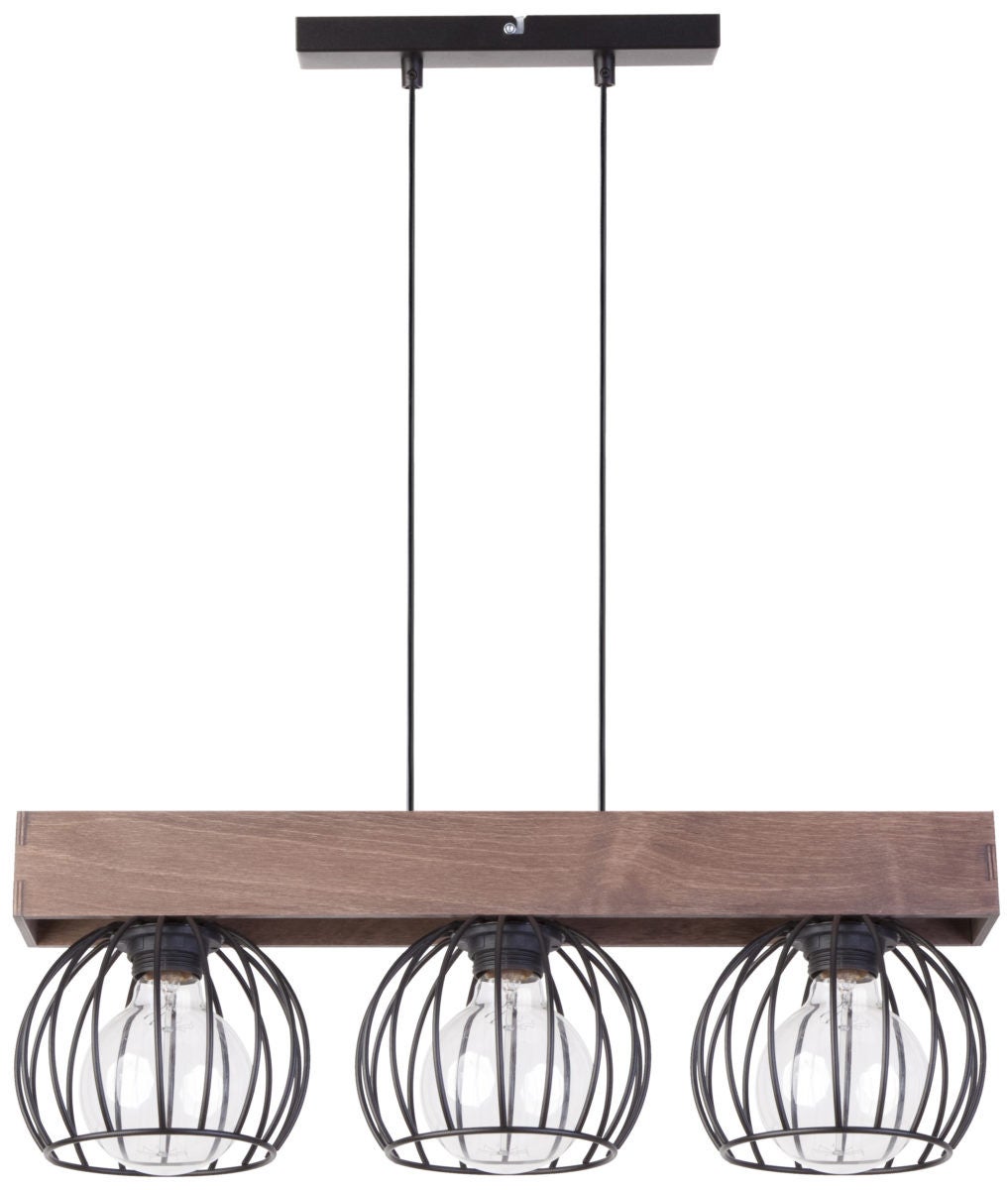 Lampa wisząca Milan czarna-ciemne drewno 3xE27x15W dekoracyjna wym: 90 x 54 x 16 cm metal SIGMA