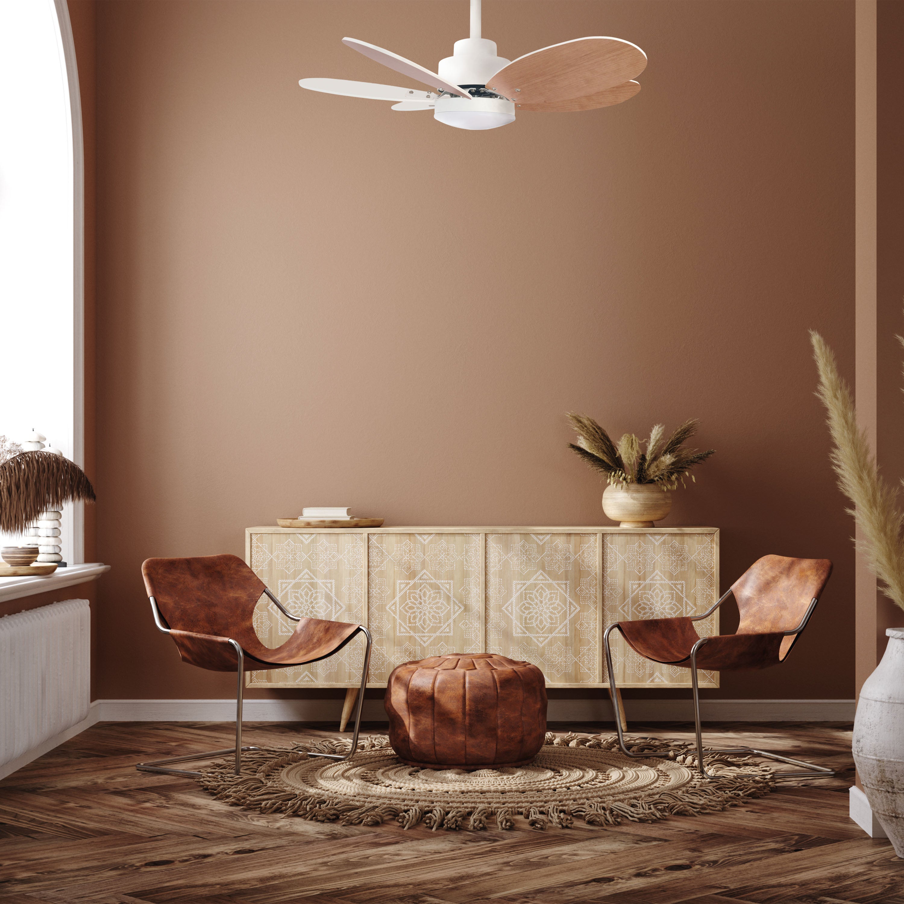 Ventilateur de Plafond 75cm DC LED 18W 3CCT Blanc/Marron Rainbow - 5