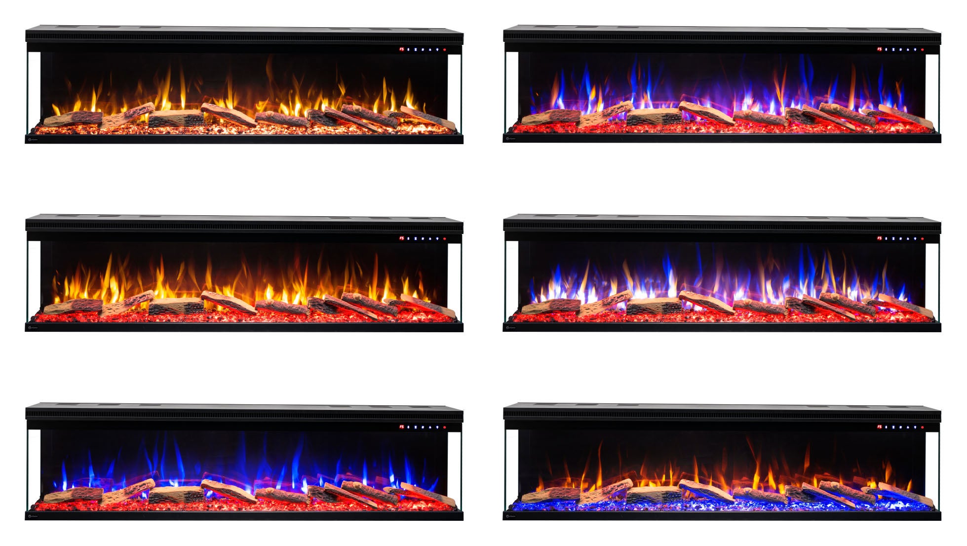 Cheminée électrique à 3 côtés AFLAMO Unique 127 - feu premium - murale ou encastrable - 127x44x20 cm - cheminée LED décorative - chauffage 750/1500 W - 3