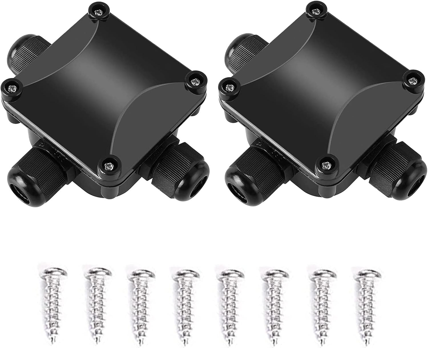 Puszka przyłączeniowa IP68 (2 szt.) - Wodoszczelna 3-drożna, kabel 5-10 mm - Elektryka zewnętrzna, ogród, oświetlenie