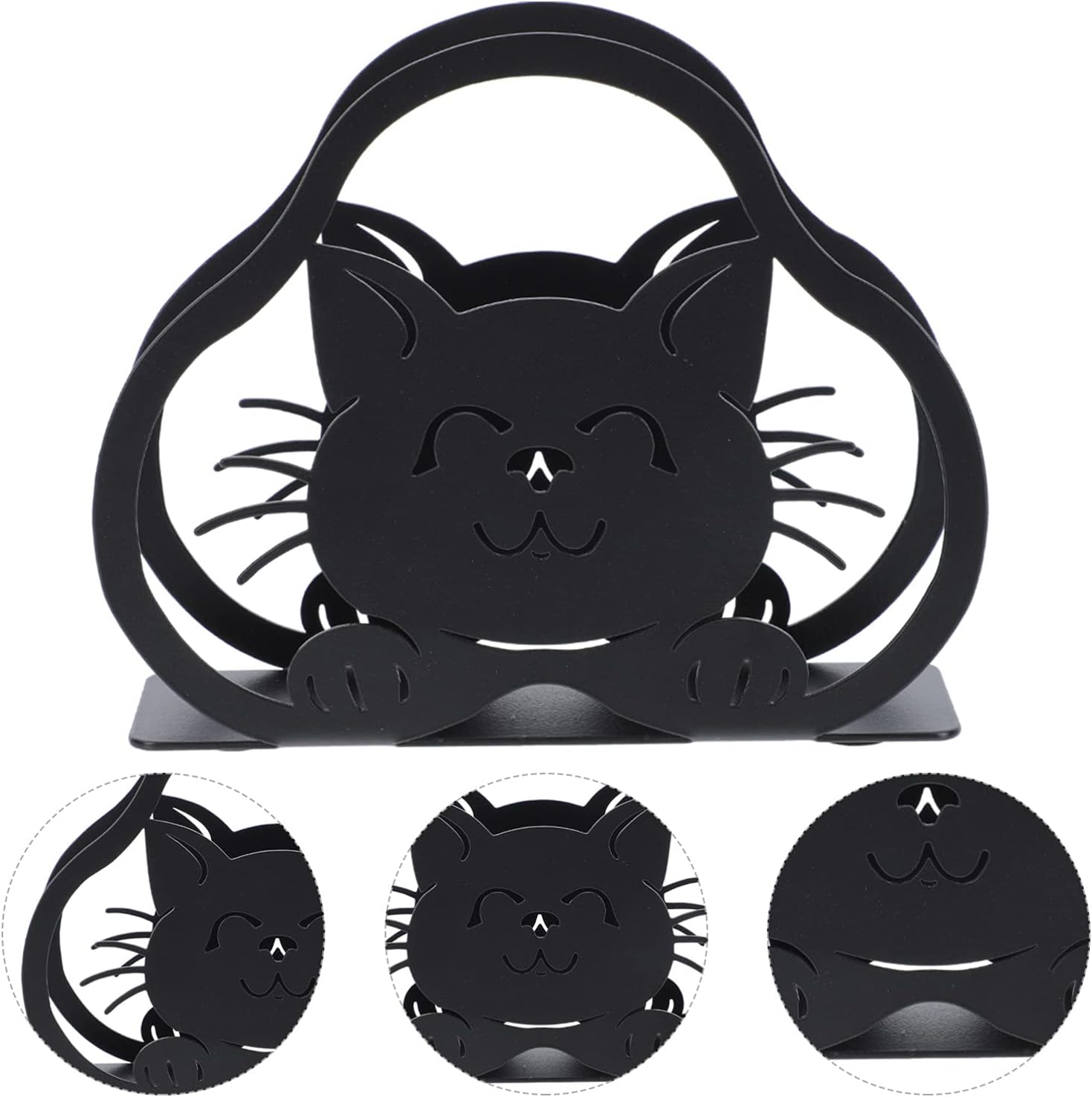 Żeliwny uchwyt na serwetki w kształcie kota, odpowiedni do kuchni, na wesela i do restauracji. - 2