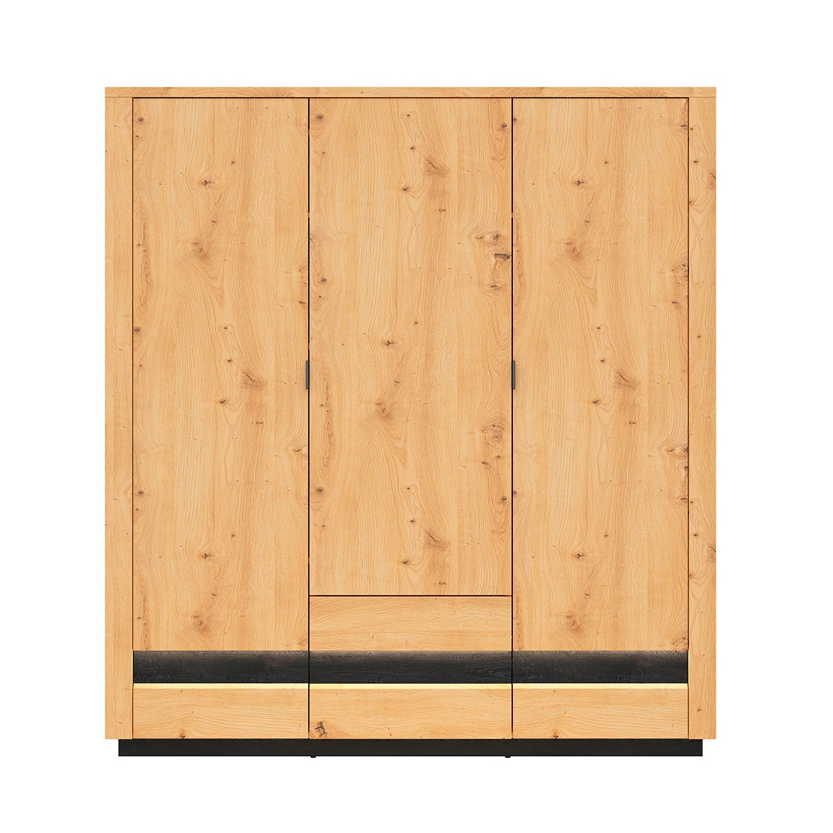 Armoire 3 portes 2 tiroirs avec LED Glenn Bois et Noir - 3