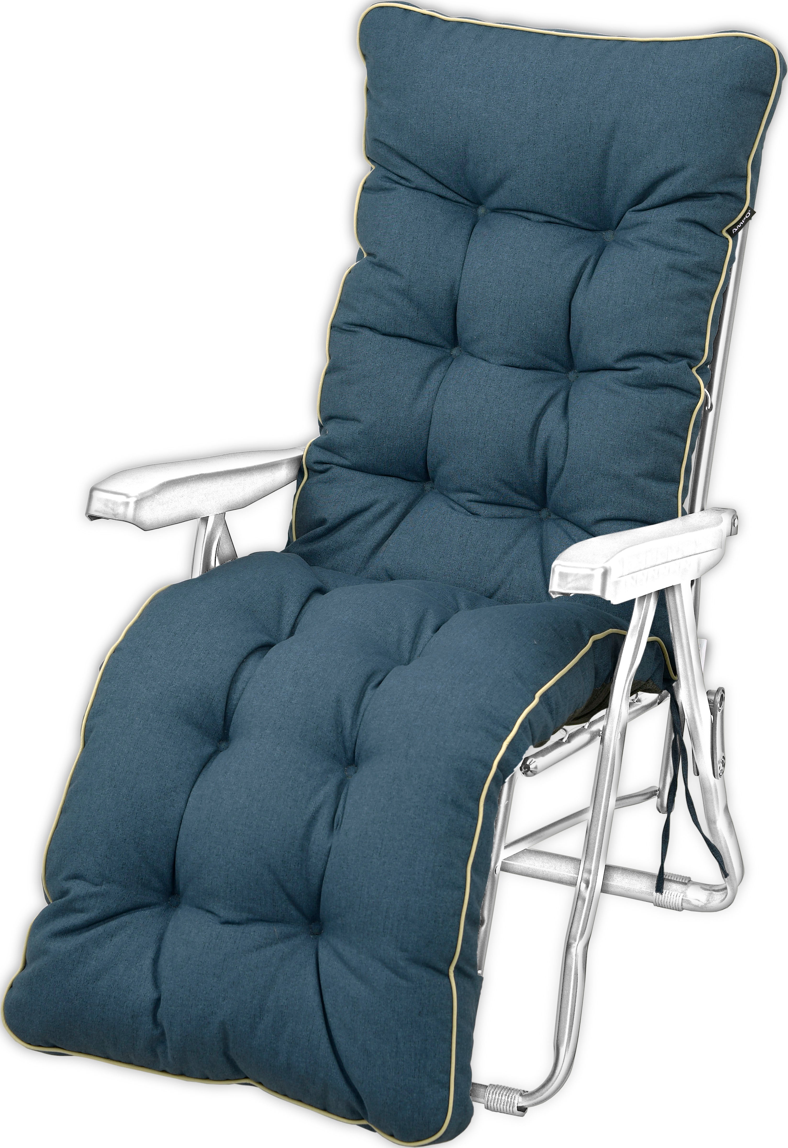 Poduszka na leżak z podnóżkiem AMPO wodoodporna ciemny niebieski 1 szt.