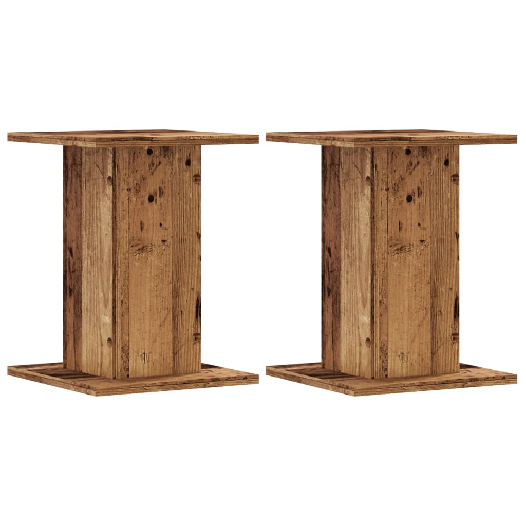 Supports pour plantes 2 pcs vieux bois bois d'ingénierie - 2