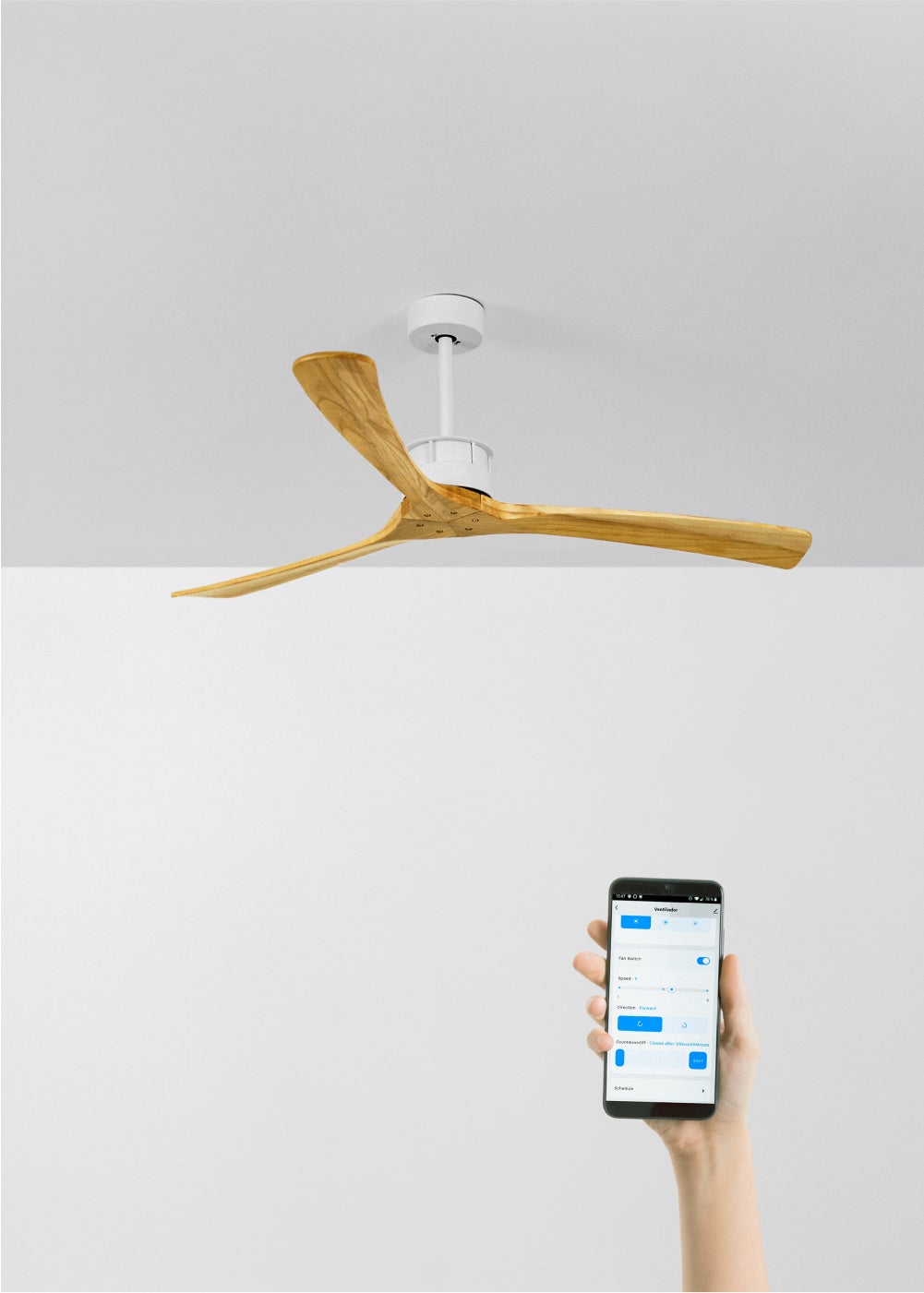 WIND LARGE DC - Ventilateur de Plafond 40W Silencieux XL Ø152 cm - Sans Lumière et avec WIFI - 2