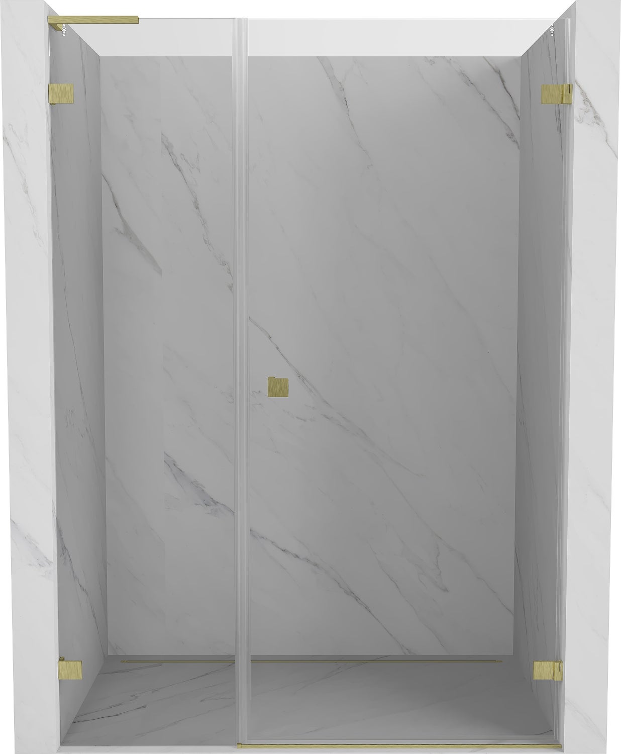 Mexen Lunar-B L drzwi prysznicowe uchylne prawe 135 cm, transparent, złote szczotkowane - 832SL-135-050-55-00-P