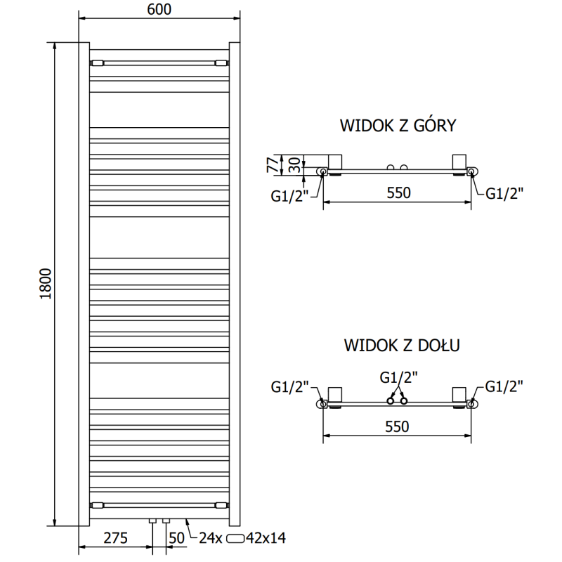 Grzejnik elektryczny Mexen Uran złoty 1800x600 mm