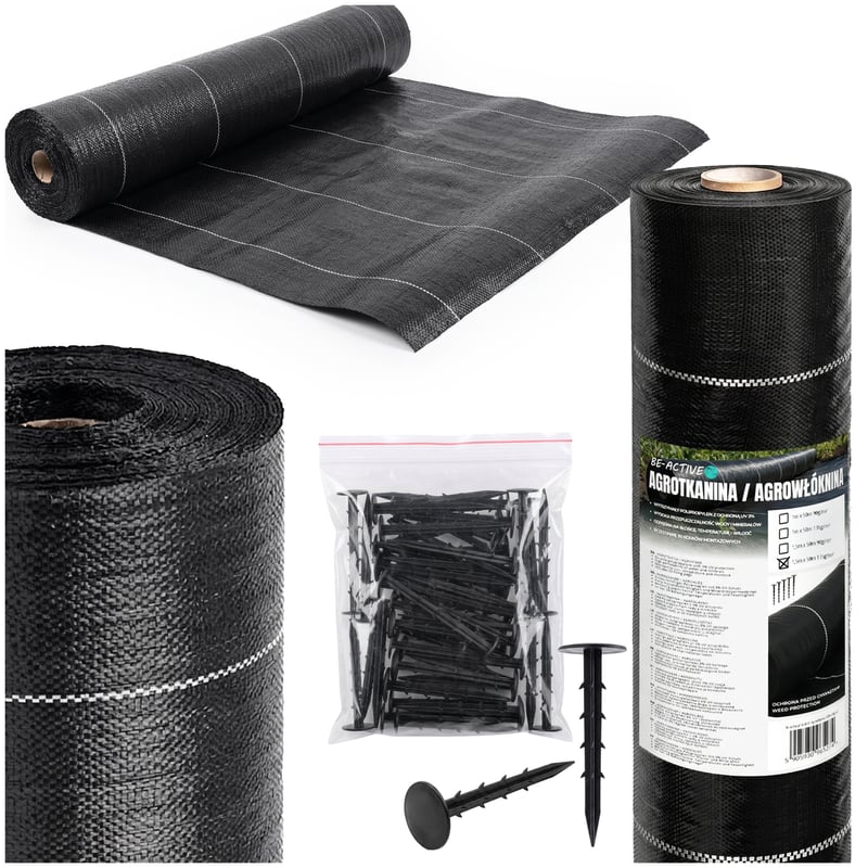 Agrowłóknina na chwasty 1,5x50m 135g/m² na rabaty pod tuje wytrzymała mocna czarna Be-active.pl