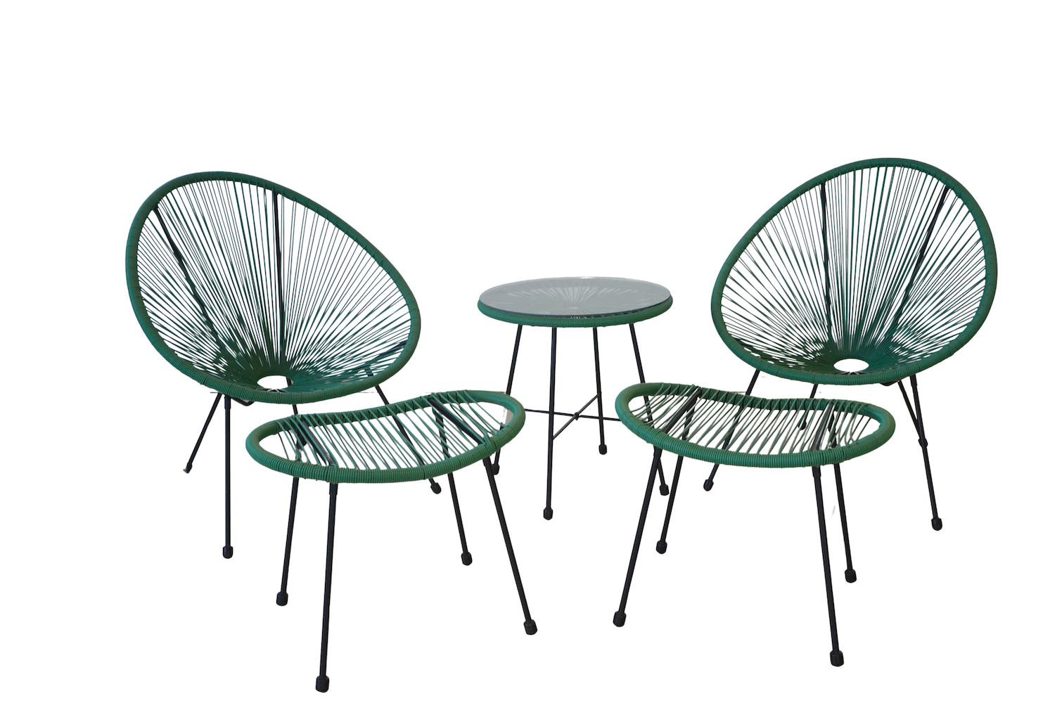 Set mobilier terasa/gradina KLUGMEISTER KLFC042, doua scaune + masa + doua suporturi picioare, verde