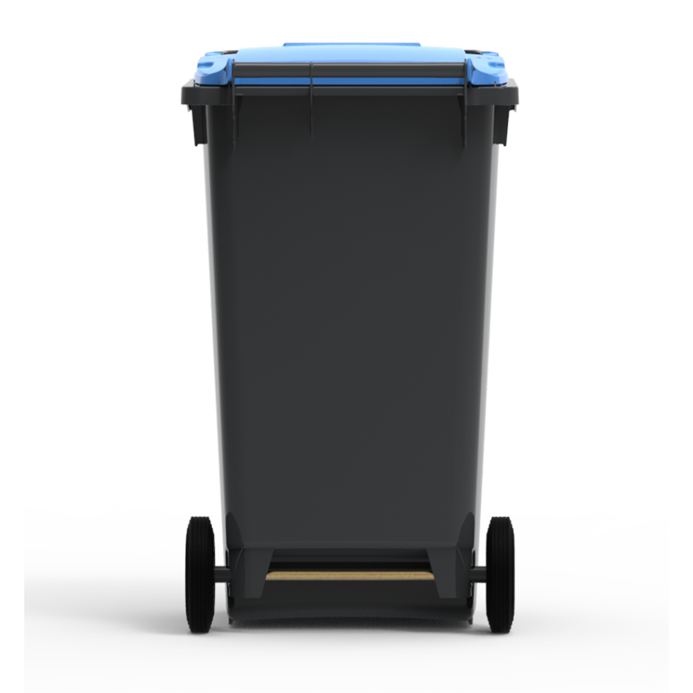 ESE France Conteneur Poubelle à déchets 2 roues - 240L - Robuste et Économique - 100% Recyclé - Gris avec Couvercle Bleu - Fabriqué en France - 2