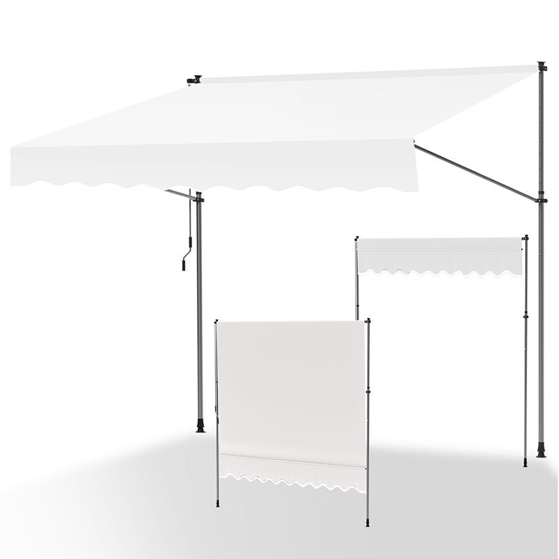 Markiza balkonowa mleczno-biała, 400x120 cm, regulowana, odporność UV, na taras