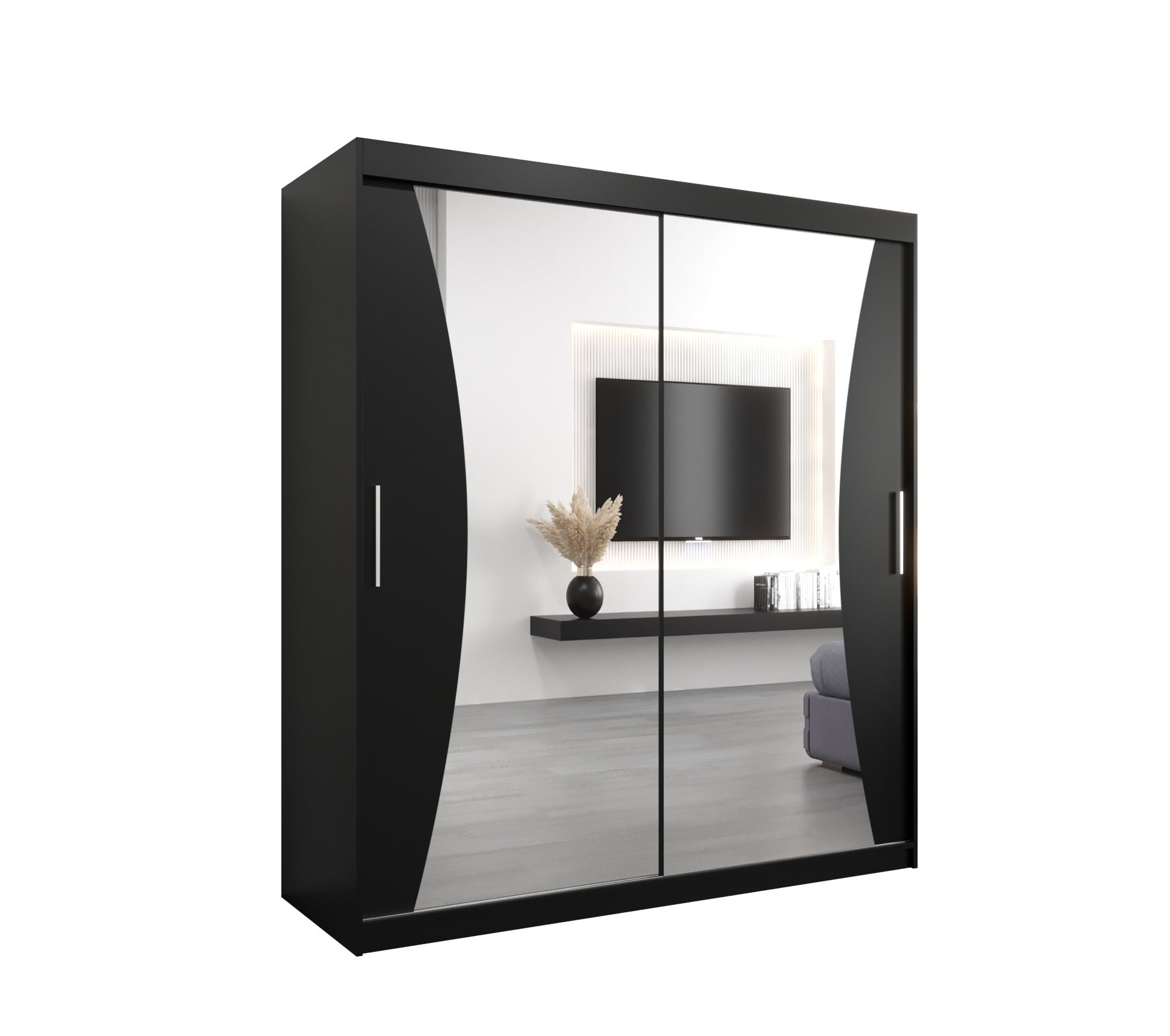 Szafa przesuwna garderoba MONACO 180 x 62 x 200 cm Czarny - Abiks Meble