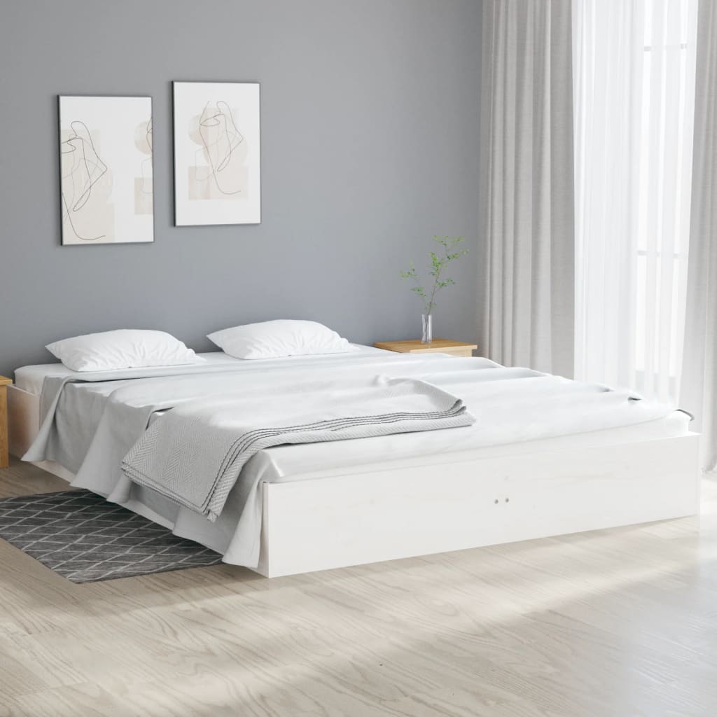 Vidaxl Estructura De Cama De Madera Maciza 135X190 Cm Blanca , Leroy Merlin