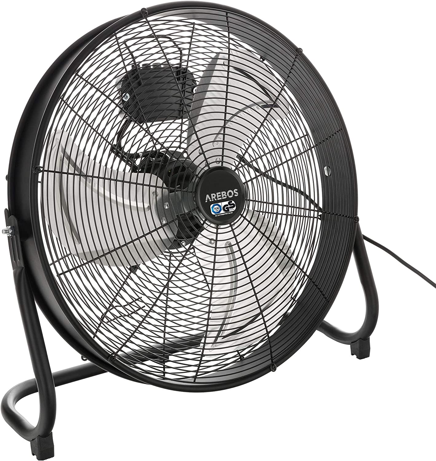 Ventilateur De Sol AREBOS 50cm 120W 3 Vitesses Angle Inclinable Noir