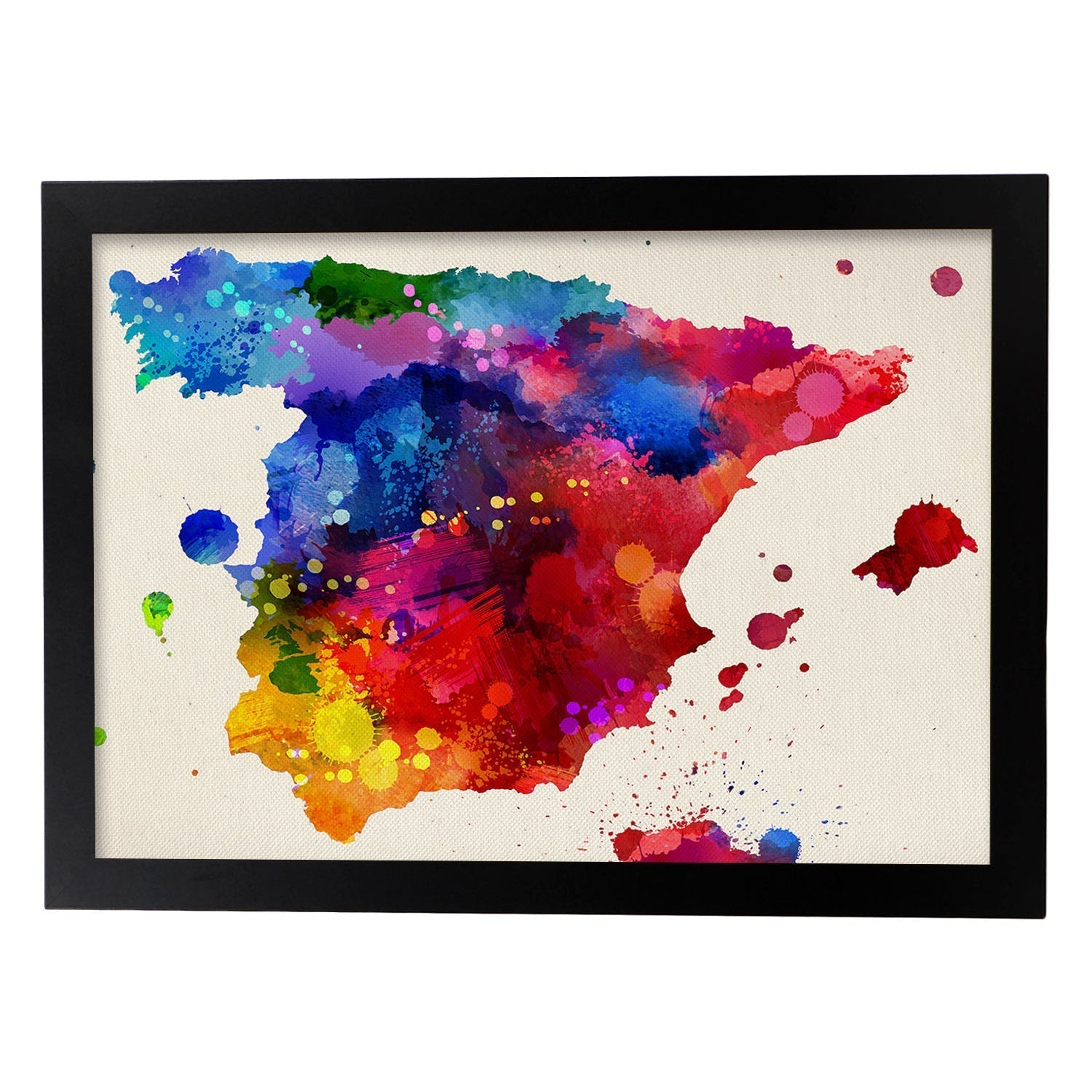 Poster de mapa espana 2. láminas e ilustraciones de ciudades, comunidades, y mapas de espana. marco negro - a3