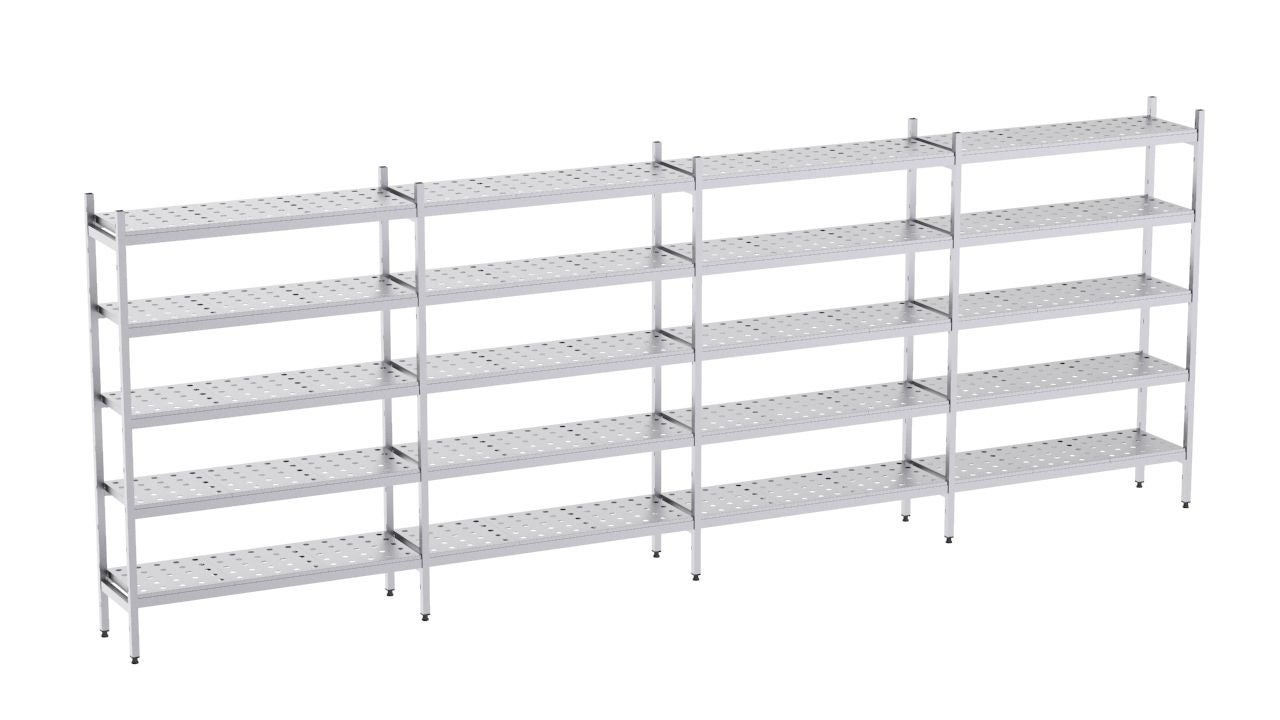 Rayonnage en acier inoxydable linéaires 760x400 perf. 4 niveaux- DISTFORM - KIT00808 main image 1