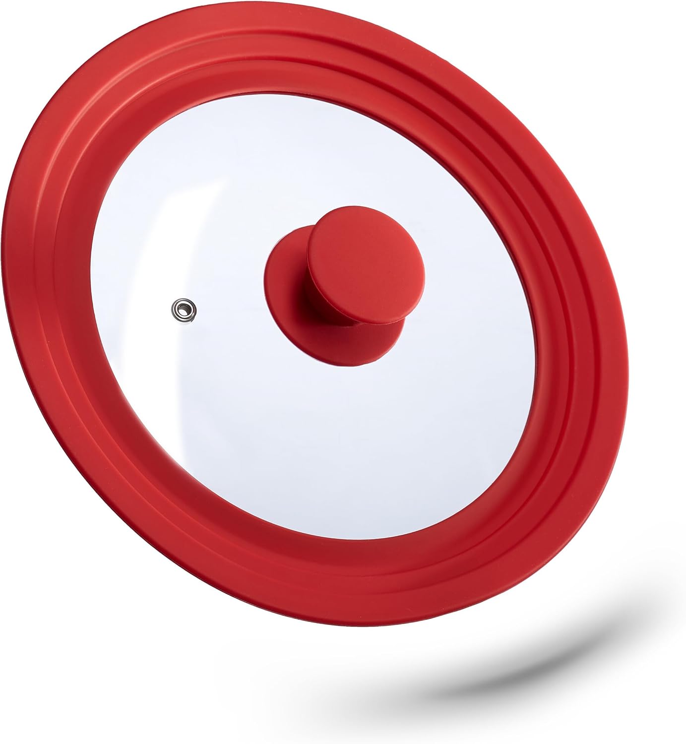Relaxdays Couvercle Universel Flexible Rouge 20-24 Cm – Verre + Silicone Anti-Débord
