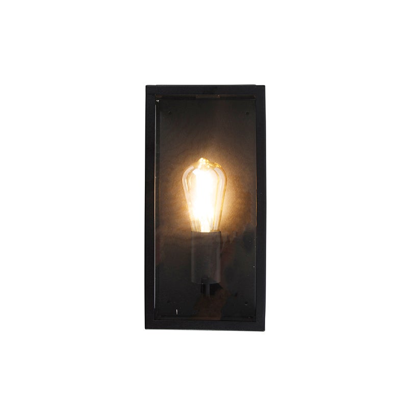 Qazqa moderne applique murale extérieure, lampe murale pour jardin - Rotterdam - noir, max. 60w, e27, 16cm, IP44, rectangulaire - 6