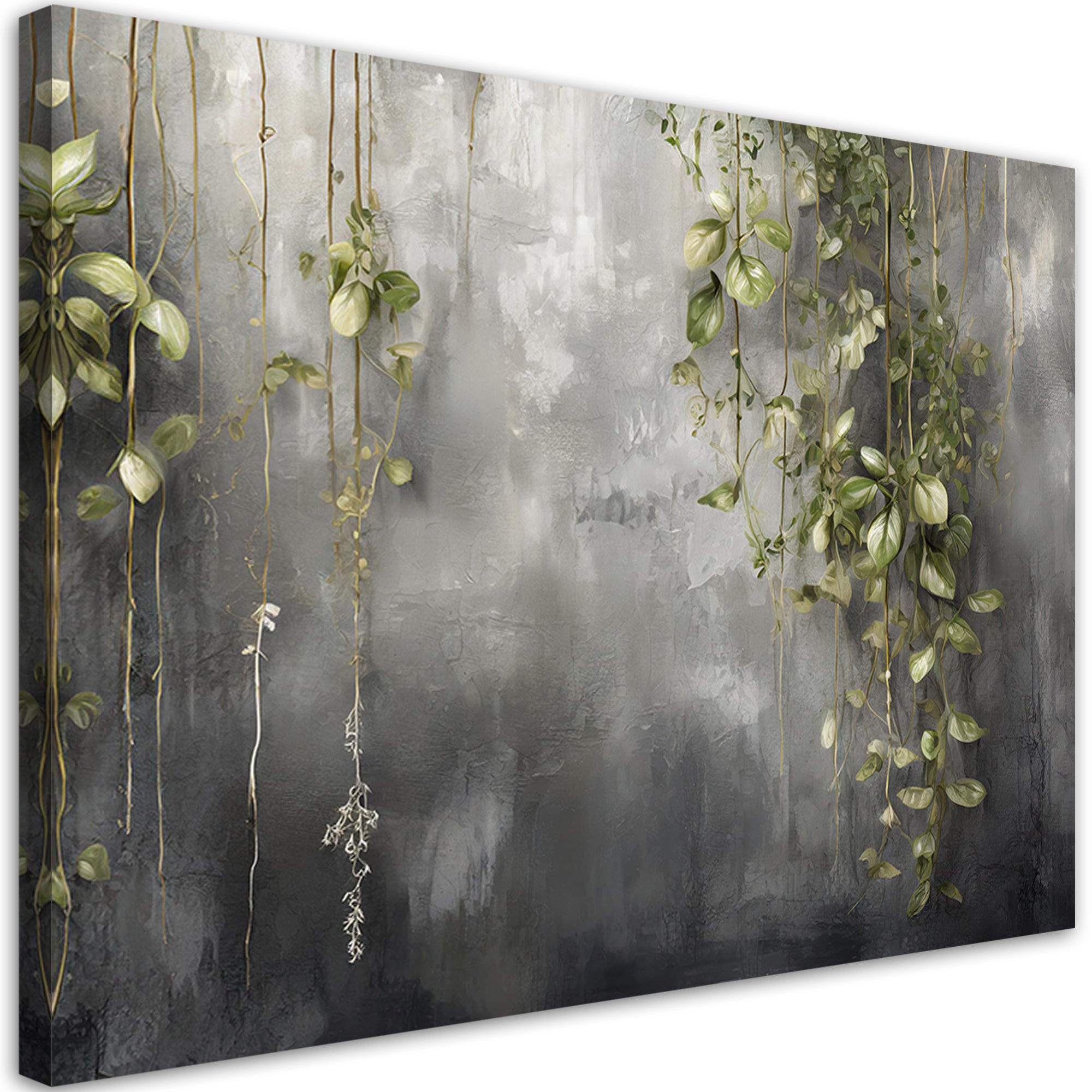 Obraz na płótnie, Beton Natura Liście 90x60