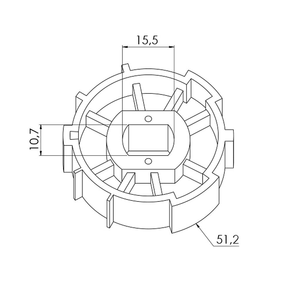 Kit adaptateur pour moteur de volet roulant filaire Ø 45 mm dans tube ZF Ø 54 mm - 2