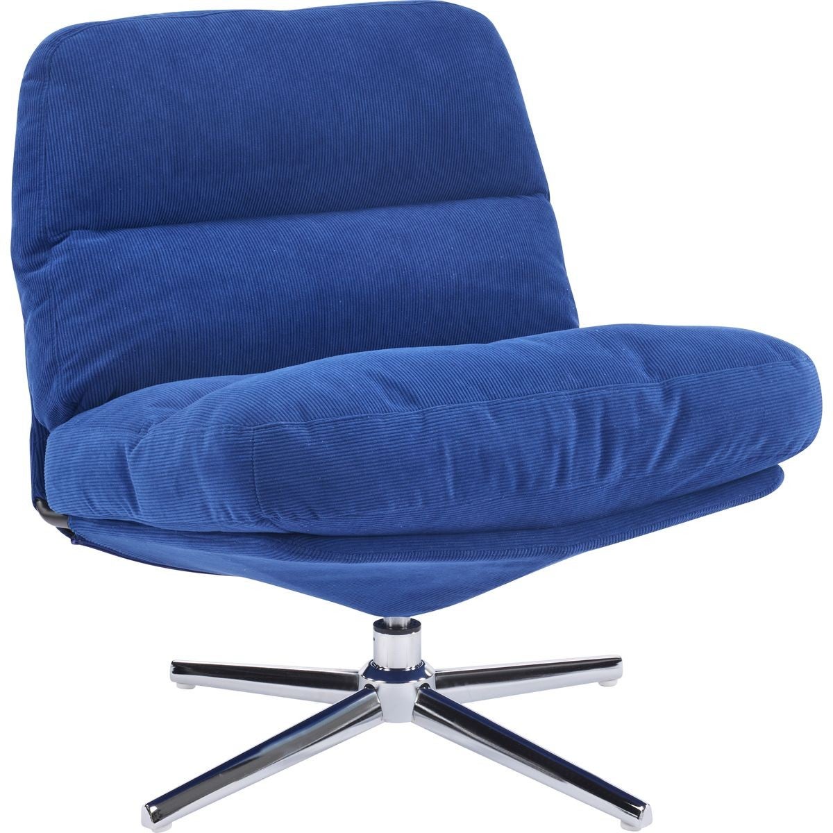 Fauteuil pivotant en velours côtelé bleu électrique et piètement chromé - Julia - 3