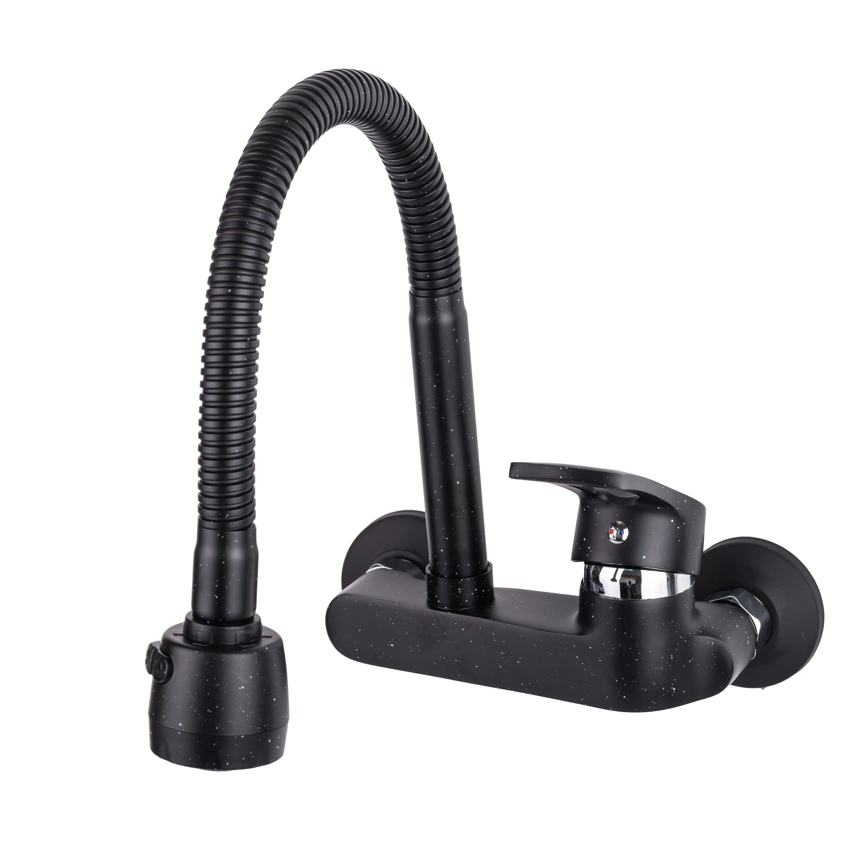 Rubinetto Cucina A Parete Ibergrif - Design Moderno Con Beccuccio Flessibile, Nero E Cromo - Foto 2