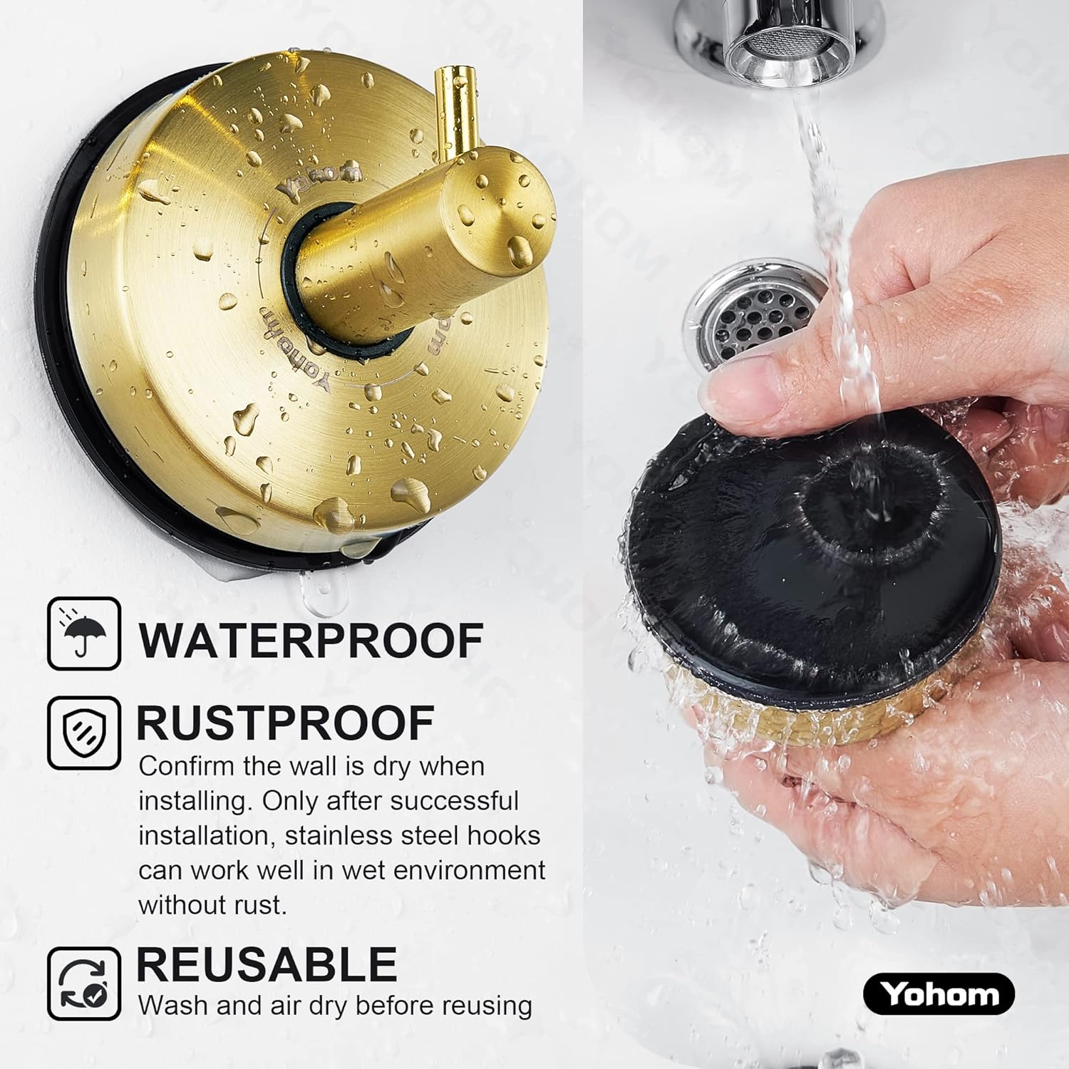 Ganci A Ventosa In Acciaio Inox Per Doccia, Portata 5 Kg, Set Per Bagno E Cucina, Senza Fori, Adatti A Vetro E Piastrelle, Colore Argento - 3