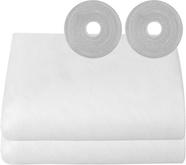 (Blanc) Moustiquaire de fenêtre, lot de 2, 150 x 200 cm, réglable, adhésif, moustiquaire, moustiquaire, adhésif, amovible.