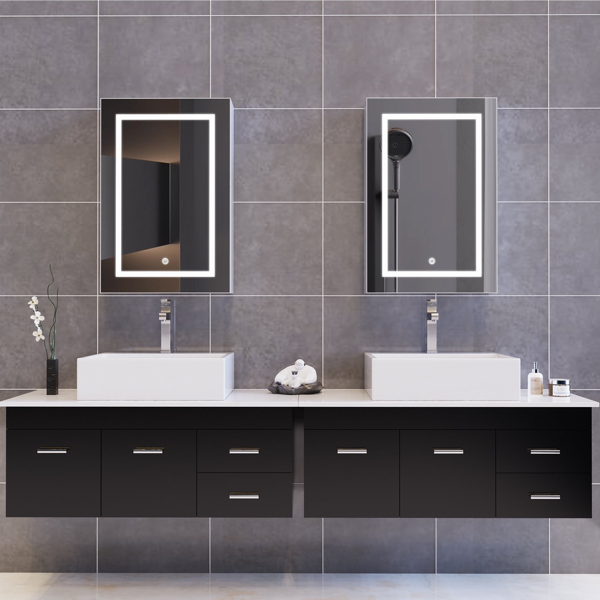 Armoire Murale Salle de Bain avec Miroir et LED,Armoire de Toilette Miroir Meuble Salle de Bain avec Rangement et Étagère Réglable,Blanc,50x70x12.5cm - 9
