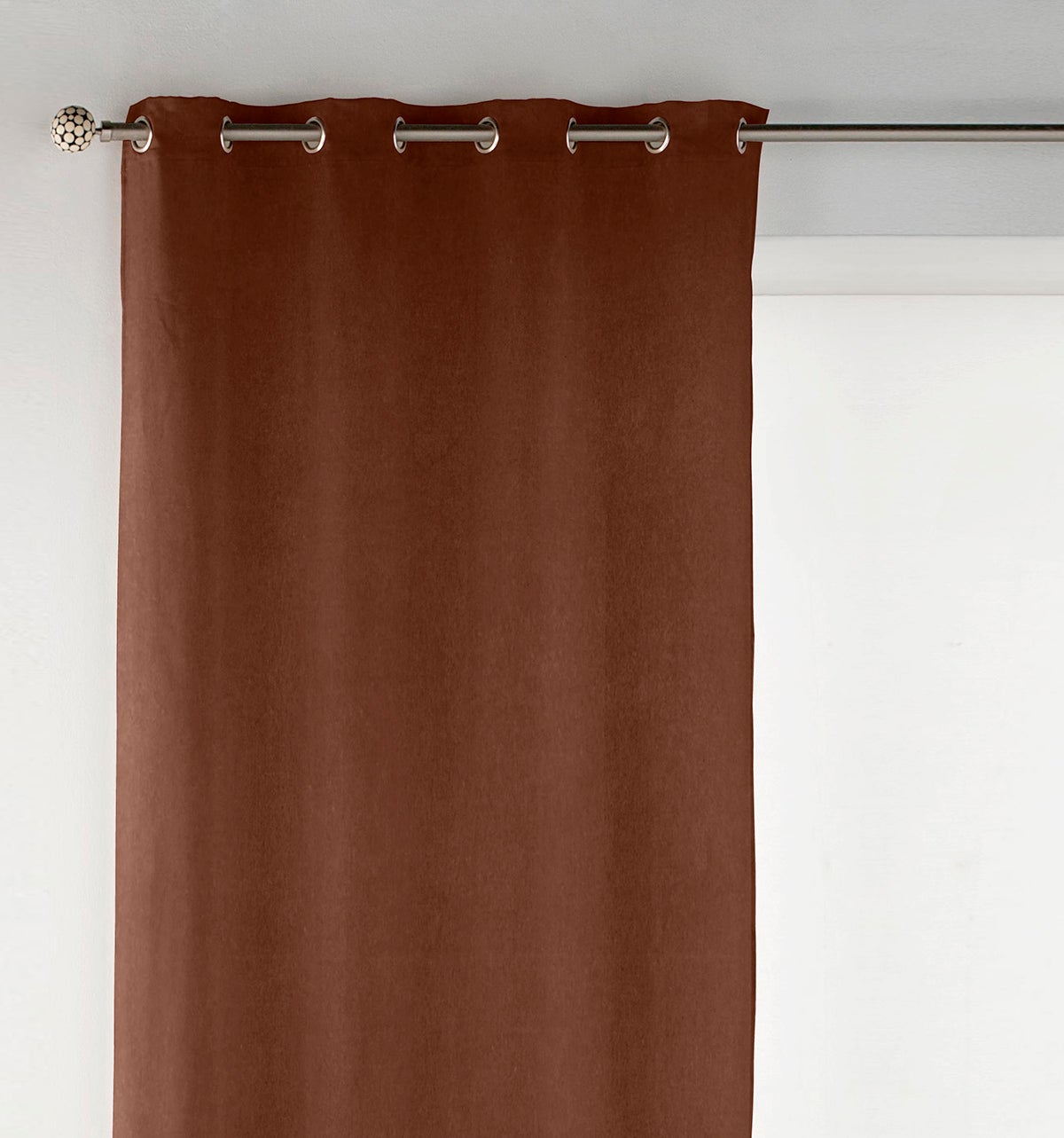 Cortina Esprit Harp Con Ojales - Poliéster Marrón, 250 X 140 Cm | Estilo Liso, Lavable A Máquina