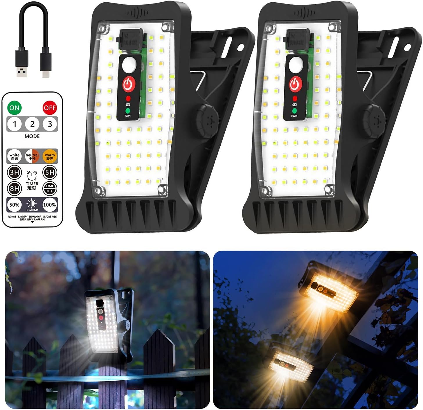 Lampe Solaire Clippable Exterieur Detecteur De Mouvement 70 LED 800 ...
