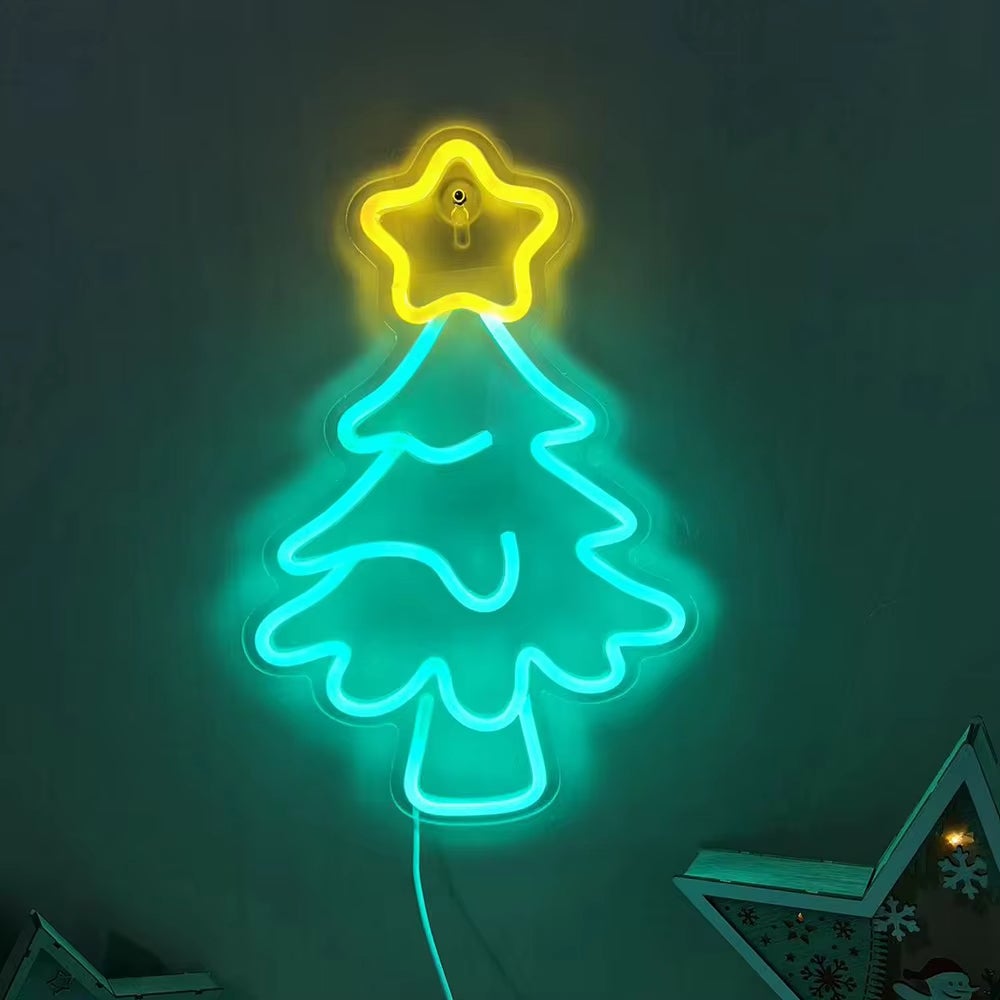 Insegna LED Neon Albero Di Natale In Acrilico, Alimentazione USB, 22x32 Cm - 4