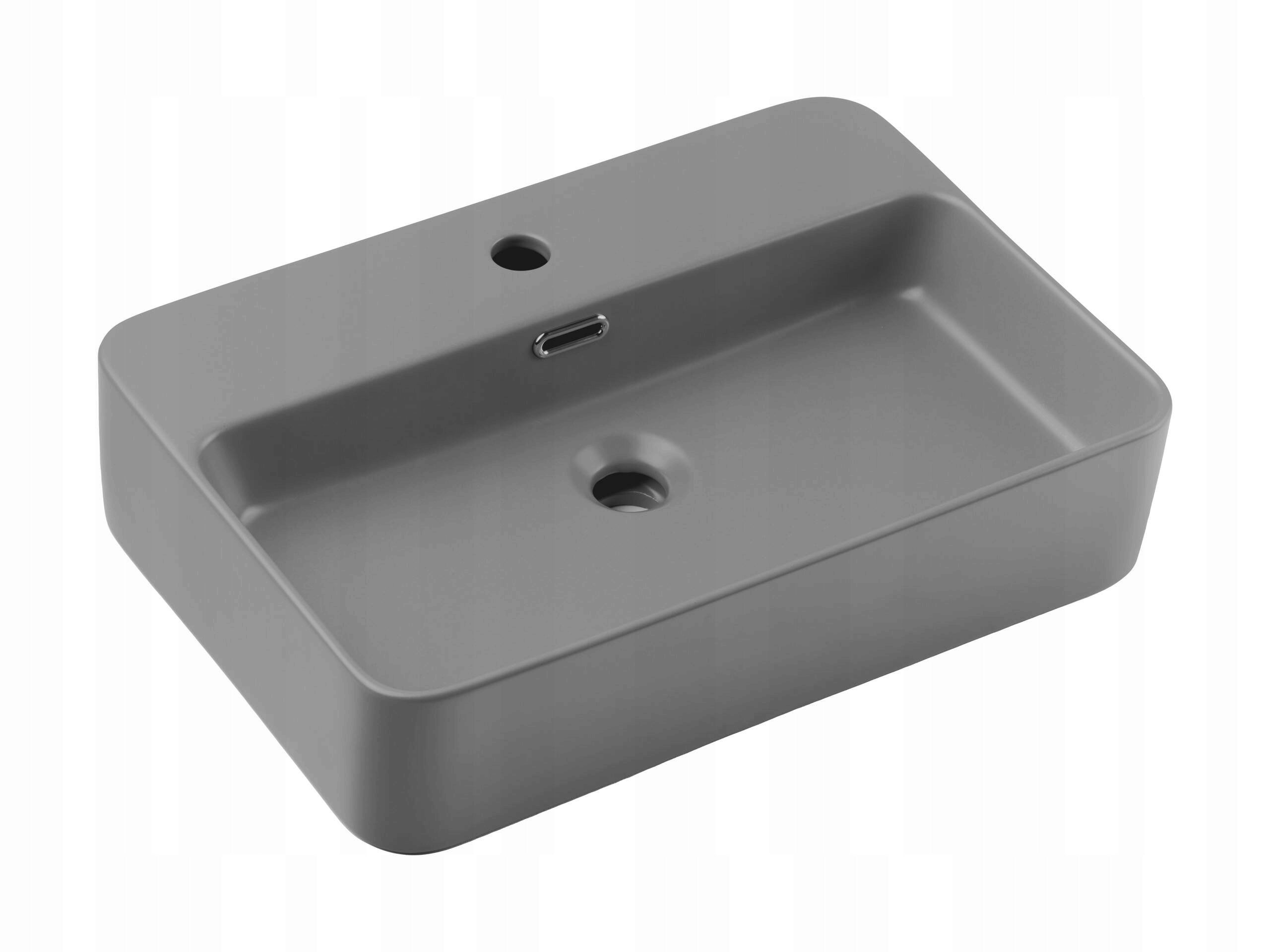 Umywalka nablatowa TRUST 2 LIGHT GREY 55 cm szara matowa ceramika