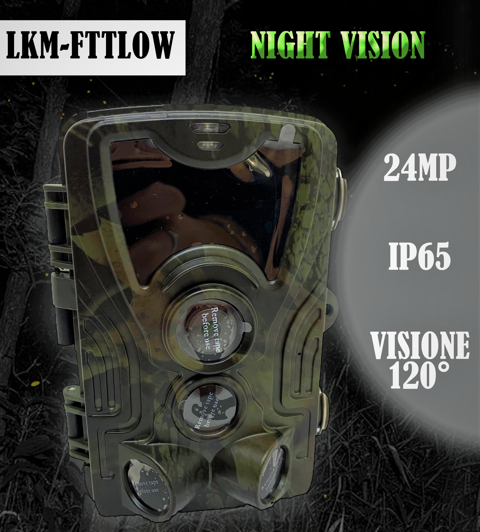 Fototrappola LKM Security 24MP Con Visione Notturna: PIR Triplo, Impermeabile, Per Fauna E Sicurezza